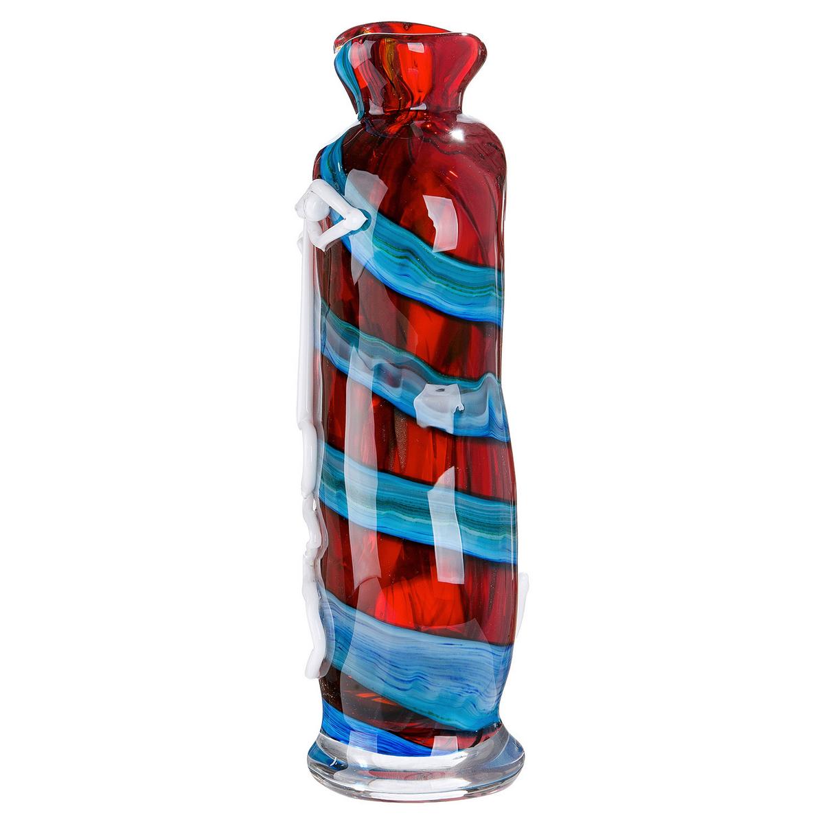 Dekovase Franco Blau/Rot/Weiß - Blau/Rot, Basics, Glas (17/34/11cm)