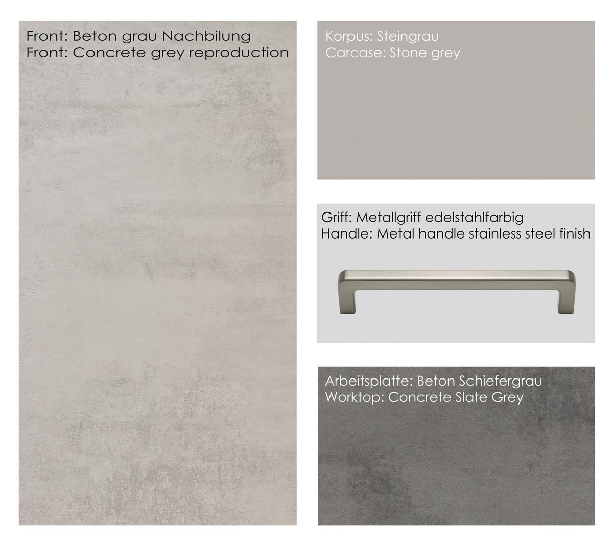 Küchenblock Riva High m. Geräte Grau - Schieferfarben/Edelstahlfarben, MODERN, Holzwerkstoff/Metall (180cm) - Nobilia