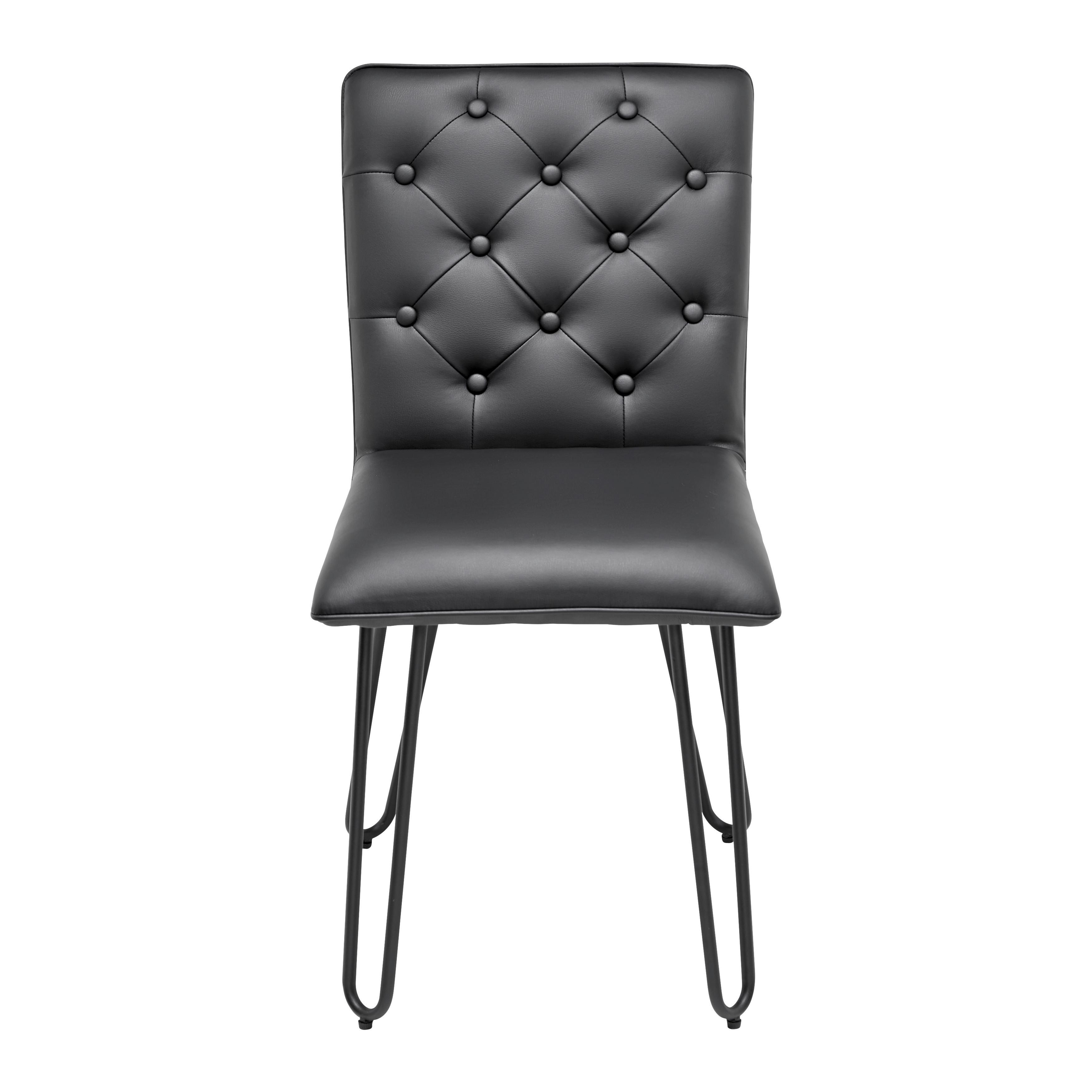 Stuhl "Ivie", Lederlook, schwarz, Gepolstert - Schwarz, MODERN, Holz/Textil (43/86/62cm) - Bessagi Home