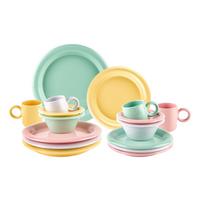 Kombiservice Candy Pastelfarben, 16-teilig - Gelb/Rot, LIFESTYLE, Keramik - Mömax