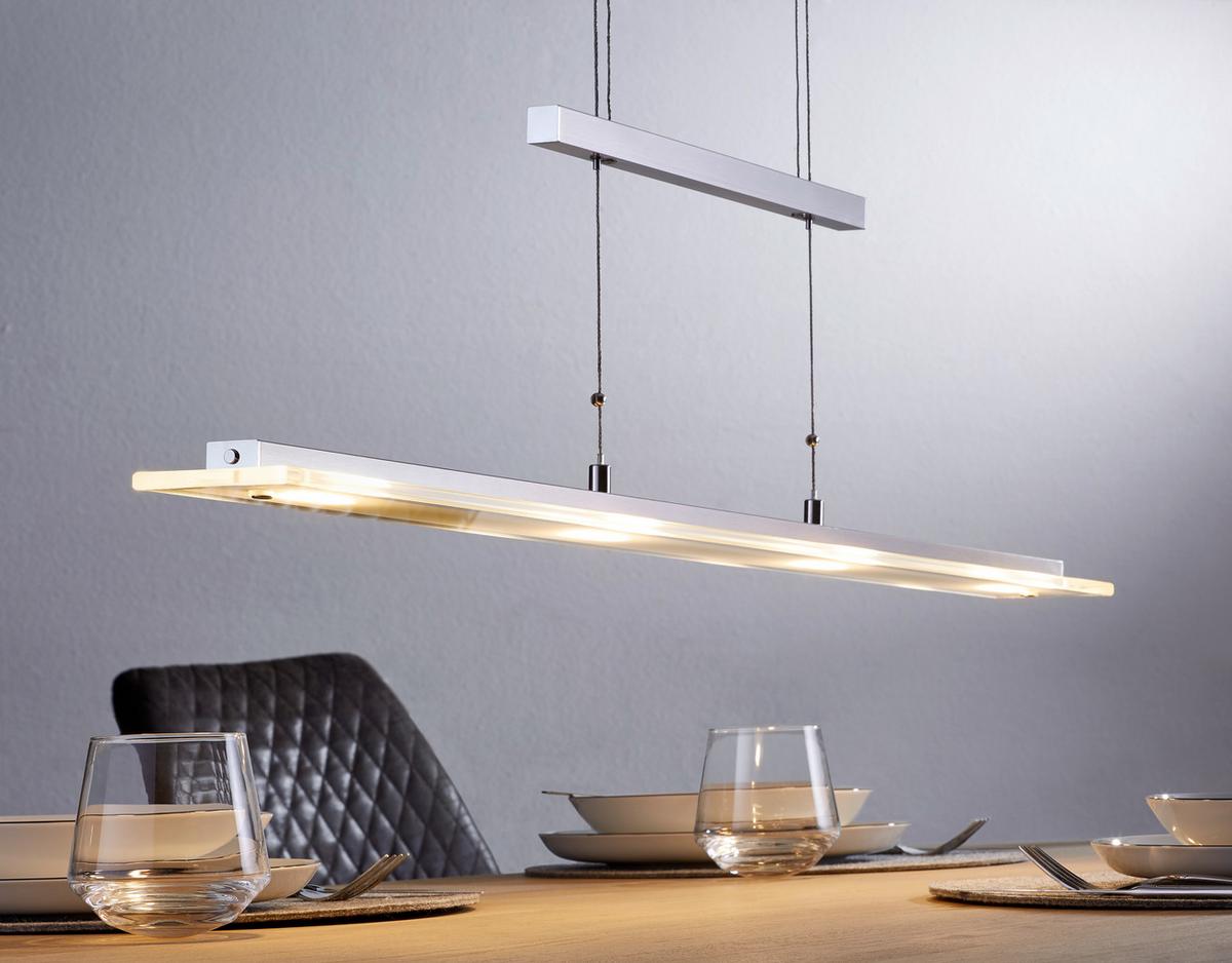 LAMPA WISZĄCA LED 211224 TENSO - kolor niklowy, Design, metal/szkło (88/9/80-150cm) - Fischer & Honsel