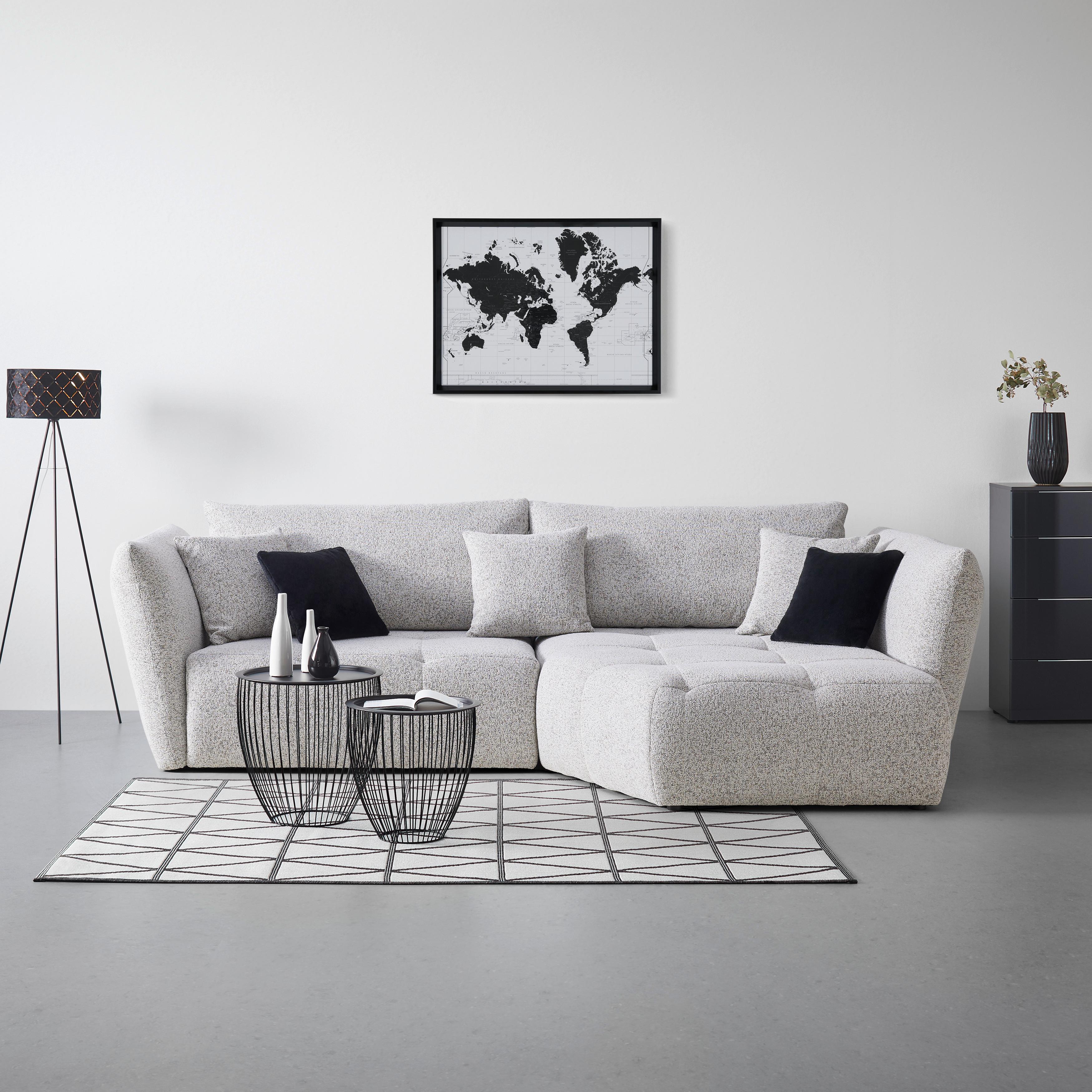 Wohnlandschaft Bonny Beige - Beige/Schwarz, MODERN, Holz/Textil (300/193cm) - Premium Living