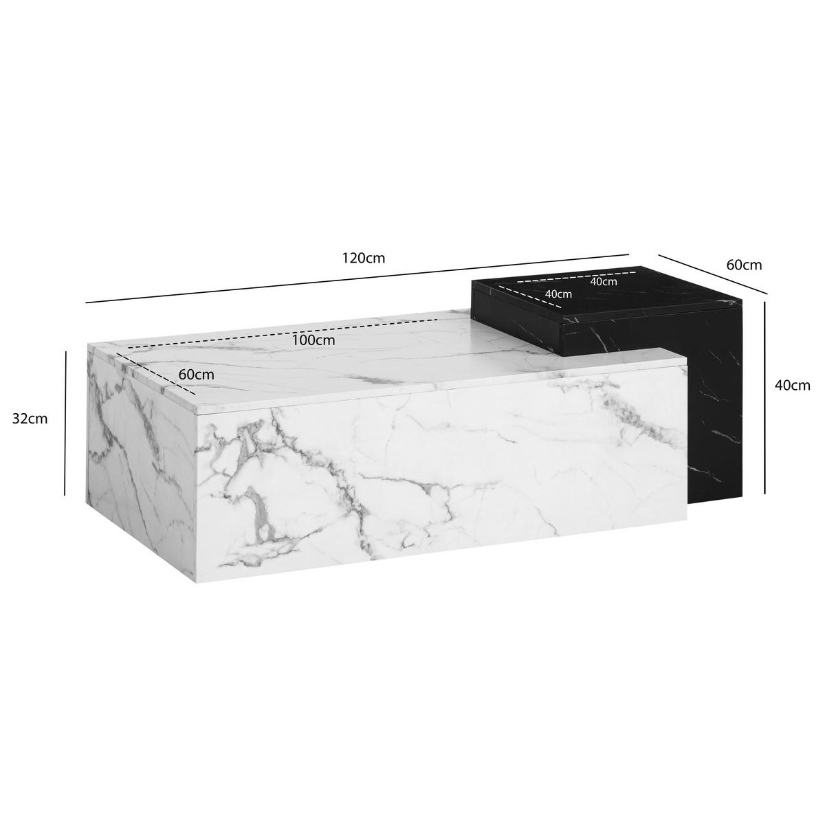 COUCHTISCH WL7.143 - Weiss/Schwarz, Design, Holzwerkstoff (120/60/40cm) - Livetastic