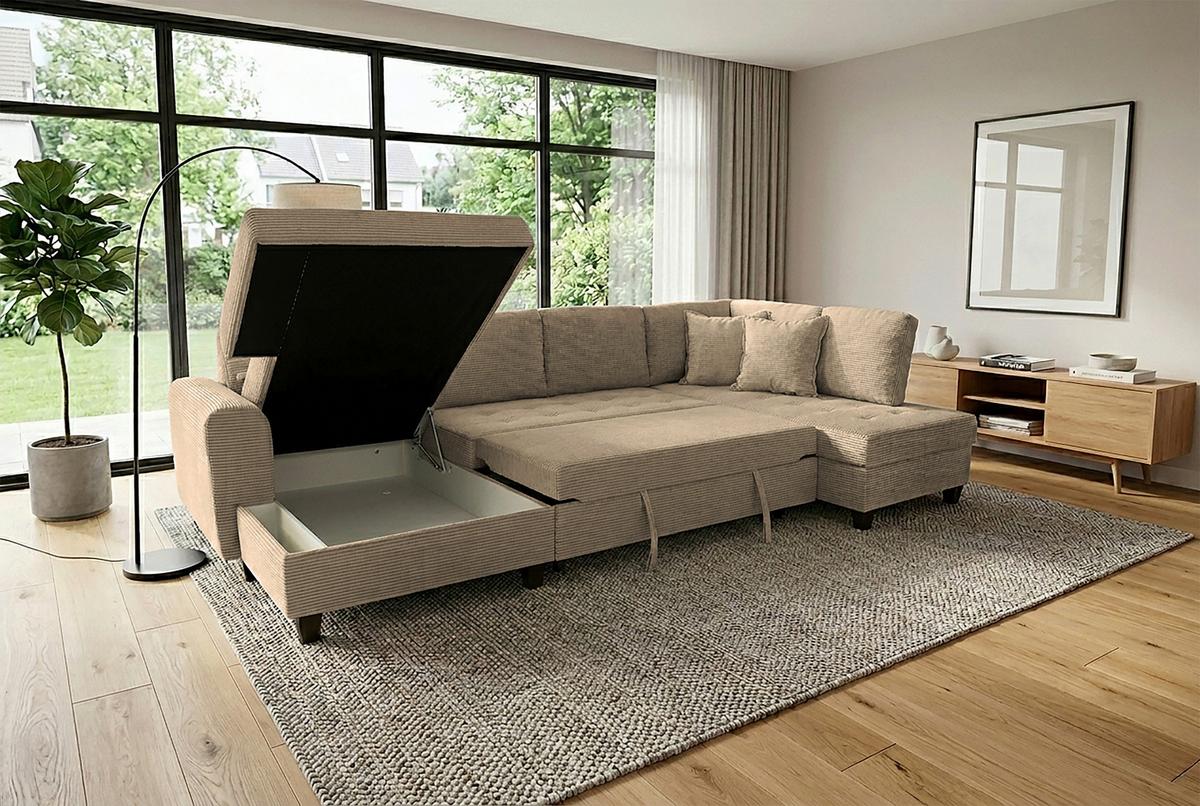 Canapea modulara MORITZ - caramel, Trend, textil (155/324/178cm) - Modern Living