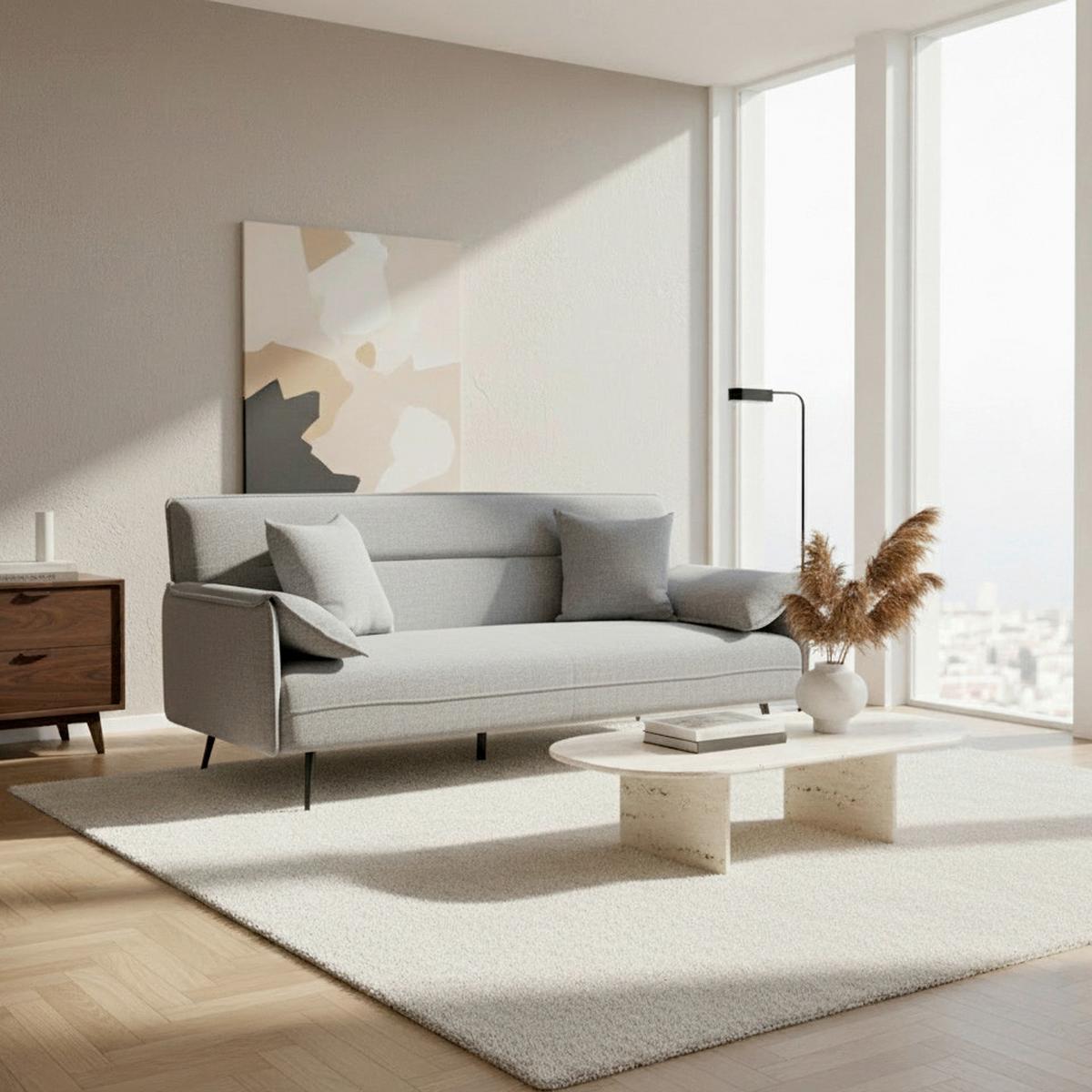 Schlafsofa Lana Grau Webstoff - Dunkelgrau/Grau, MODERN, Holz/Textil (199/89/95cm) - Bessagi Home