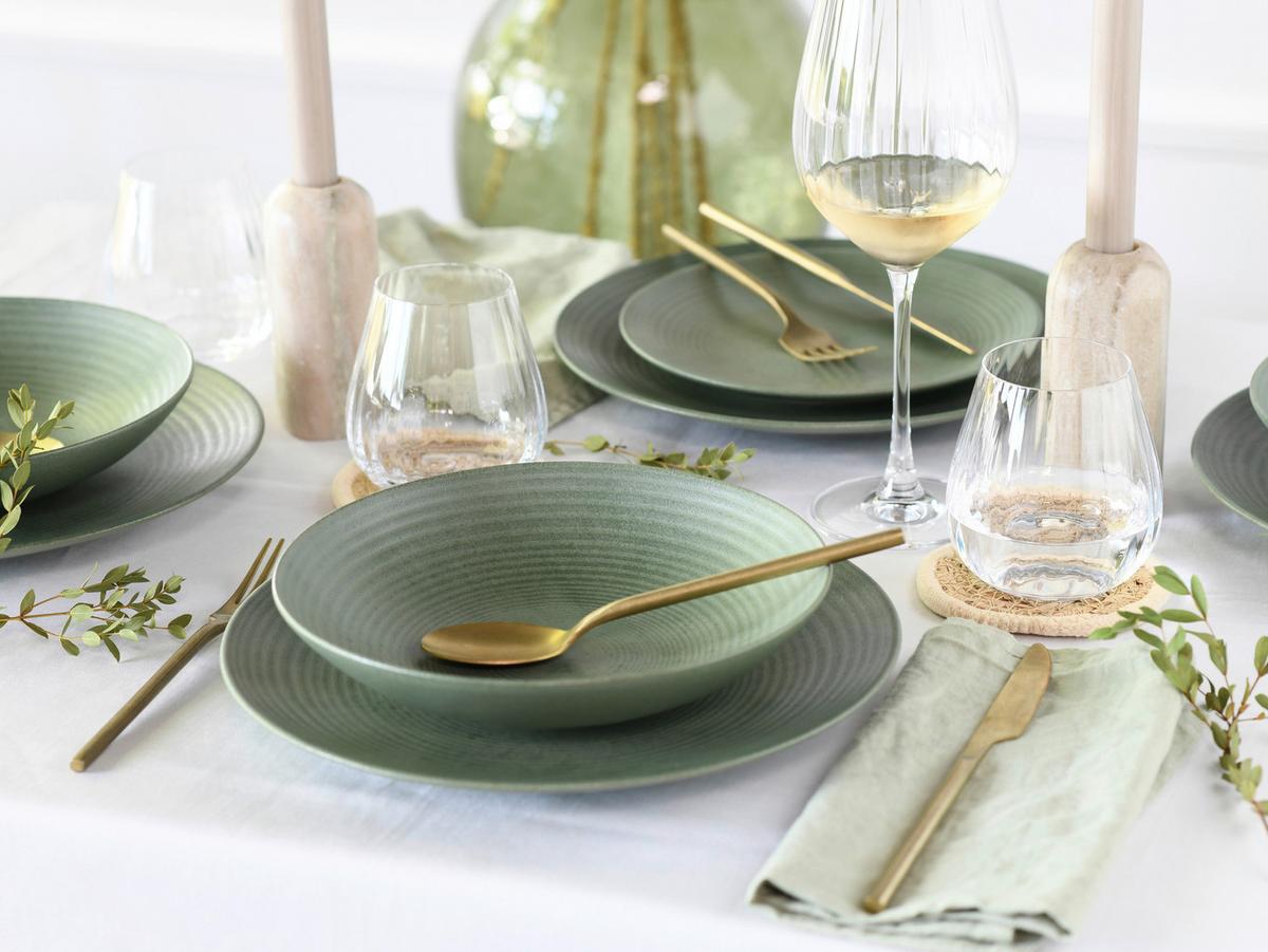 Jedilni Servis Catania Eukalyptus, 12-Delni - zelena, Basics, keramika - Creatable