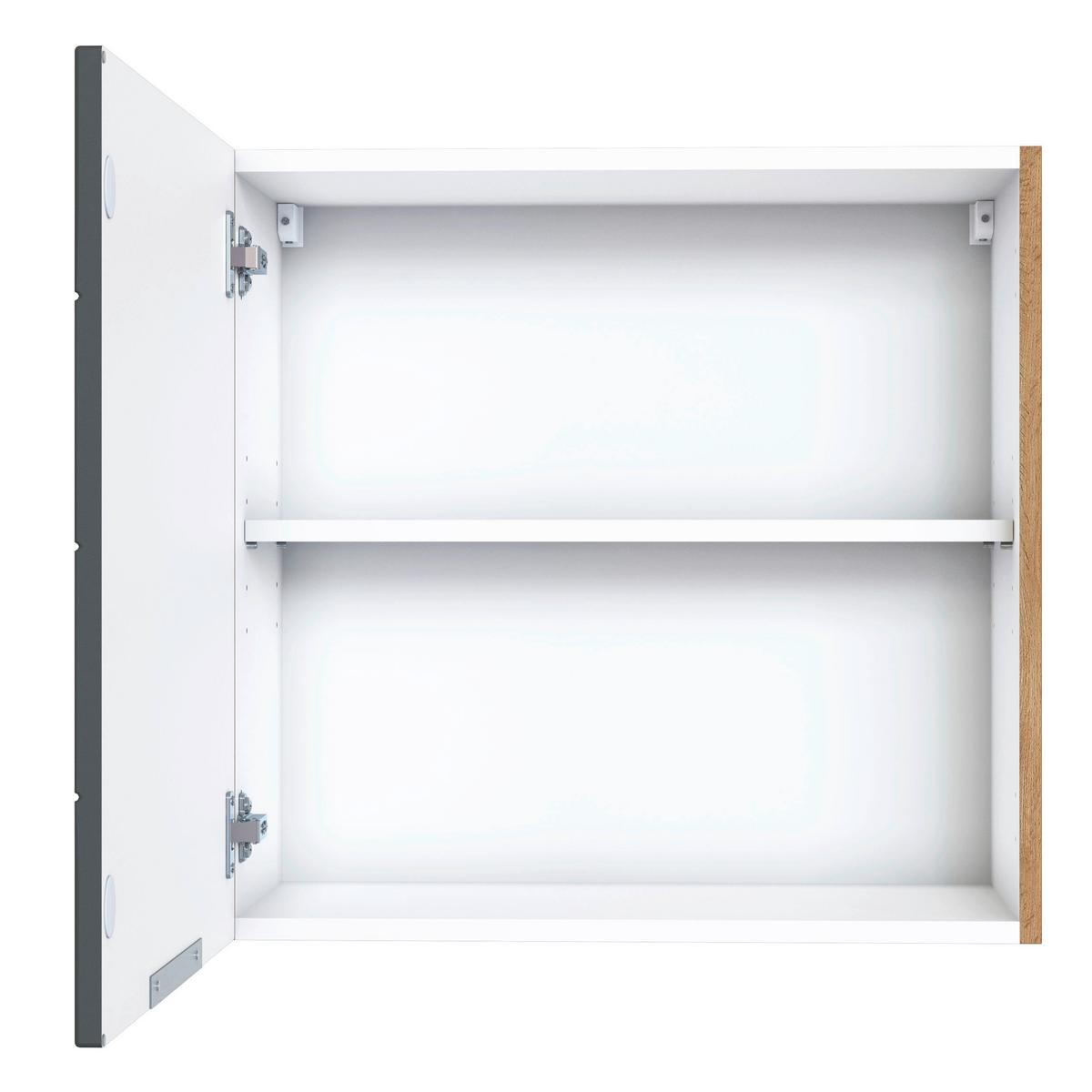 Küchenoberschrank Florenz ca. 60 cm Grau/Eiche - Eiche Wotan/Grau, Design, Holzwerkstoff/Metall (60/57/34cm) - Held