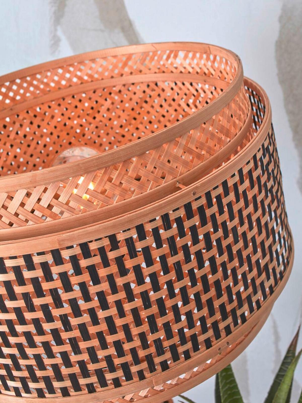 Stoječa Svetilka Bhutan, Črna, Bambus - črna/naravne barve, Trend, les (40/160cm) - Good & Mojo