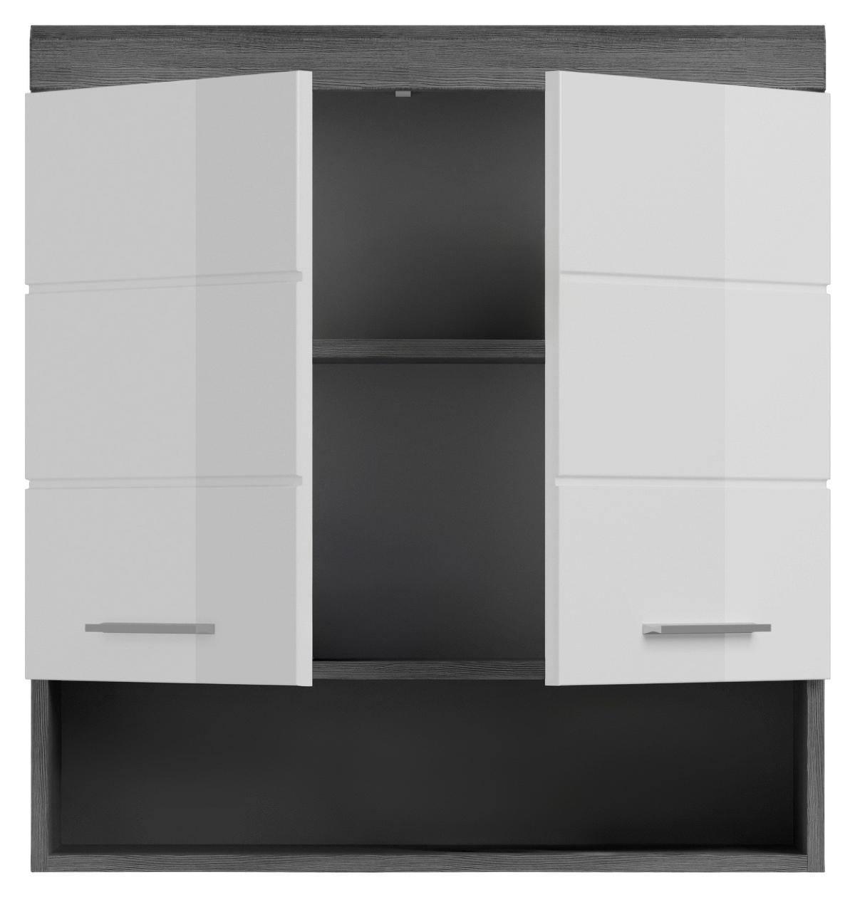 Hängeschrank Scout ca. 74x79 cam Anthrazit/Weiß - Chromfarben/Weiß Hochglanz, MODERN, Holzwerkstoff/Kunststoff (74/79/24cm) - MID.YOU