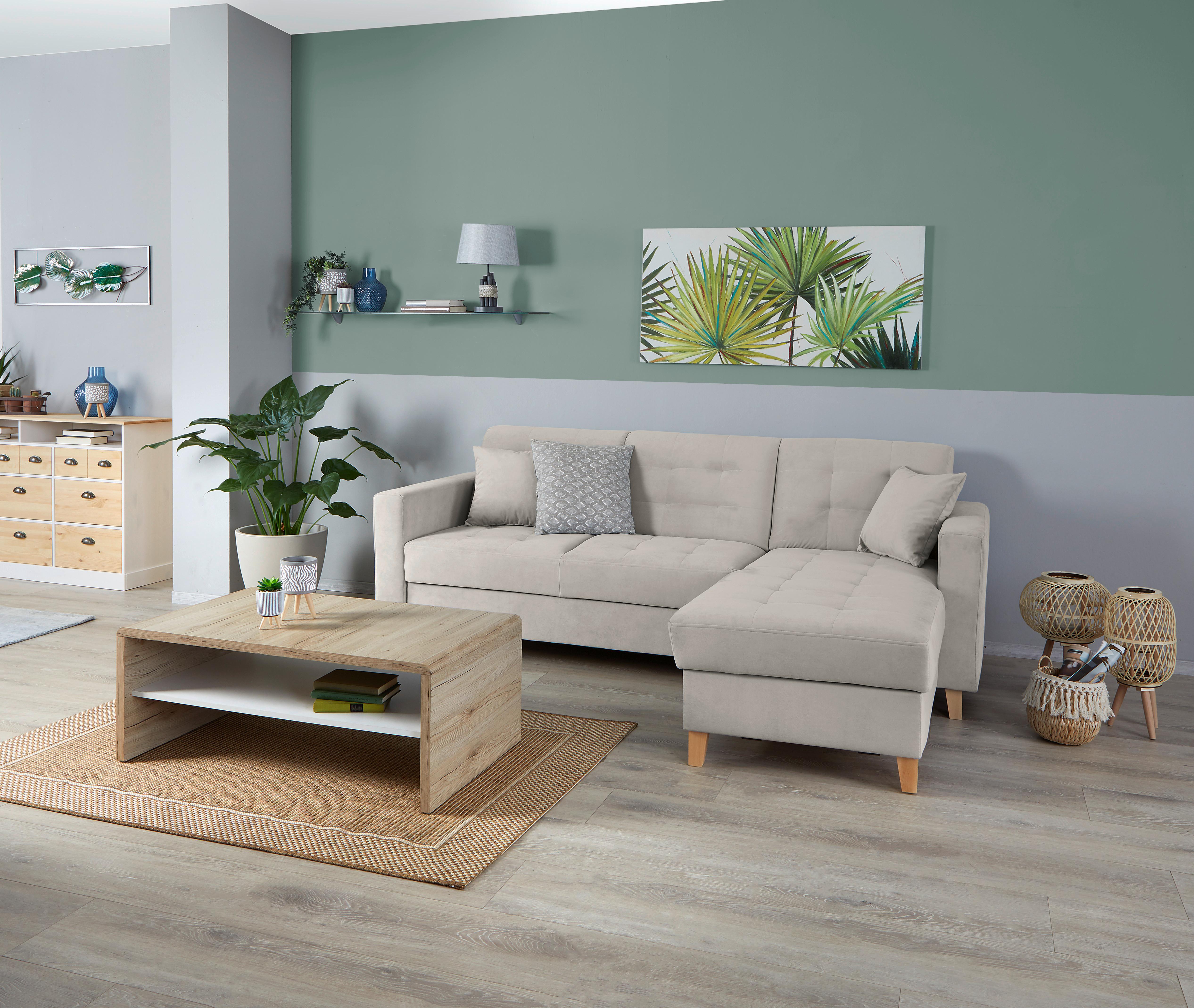Kutna Garnitura Bergen - prirodne boje/svijetlo siva, Design, tekstil/drvo (231/160cm) - Modern Living