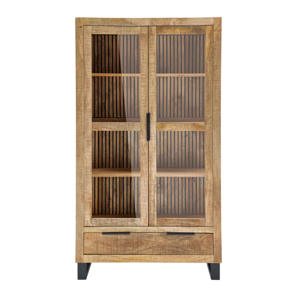 Vitrine Everest in Naturfarben/Schwarz - Schwarz/Naturfarben, Natur, Glas/Holz (100/180/40cm) - Mömax