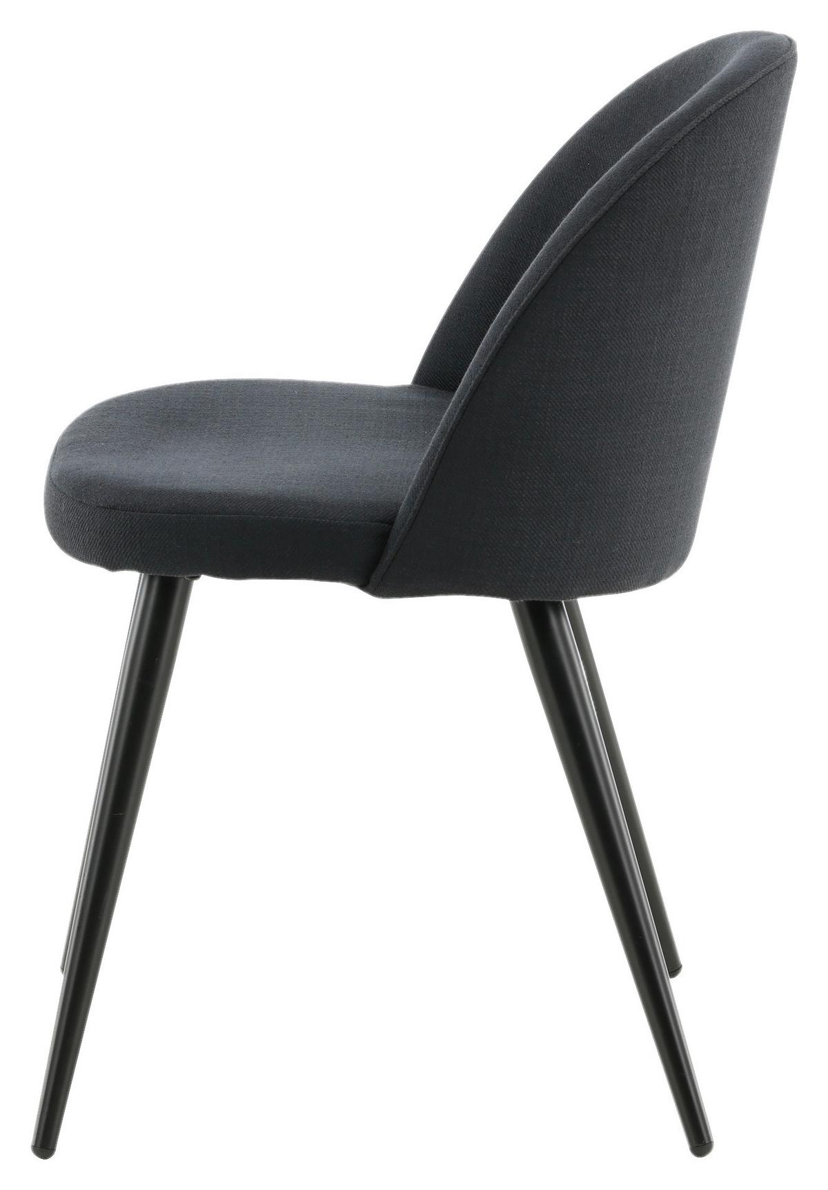 STUHL-SET VELVET - Schwarz, Design, Textil/Metall (57/76,5/50cm) - Livetastic