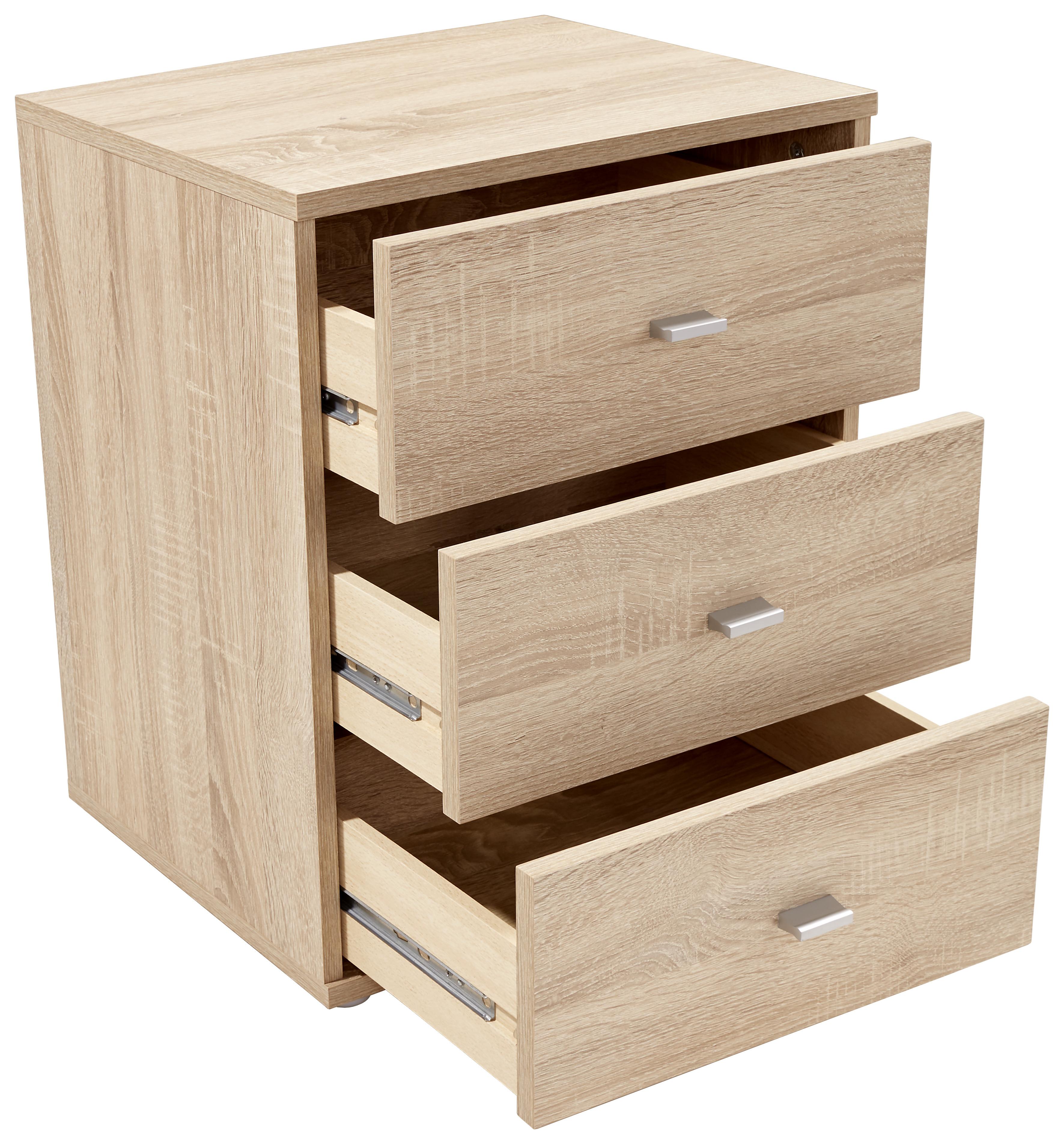 Nočna Omarica 4-You New - barve kroma/barve hrasta, Konvencionalno, umetna masa/leseni material (50/54,8/34,6cm) - Mömax