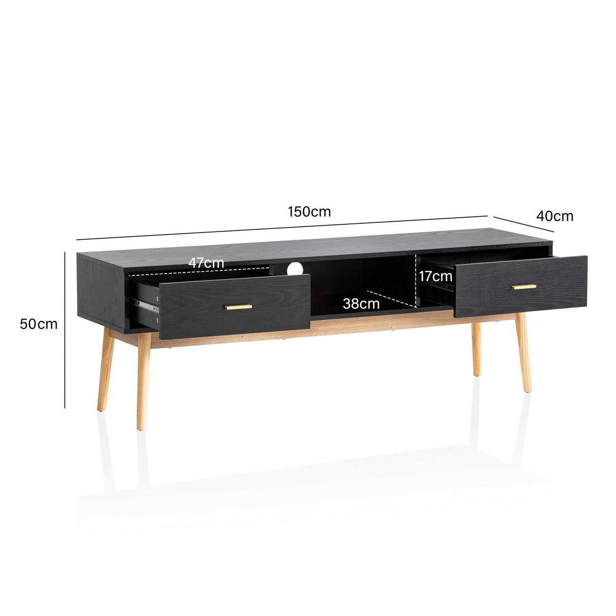 Nizka Omarica Wl6.825 - zlate barve/črna, Design, kovina/leseni material (150/50/40cm) - Livetastic