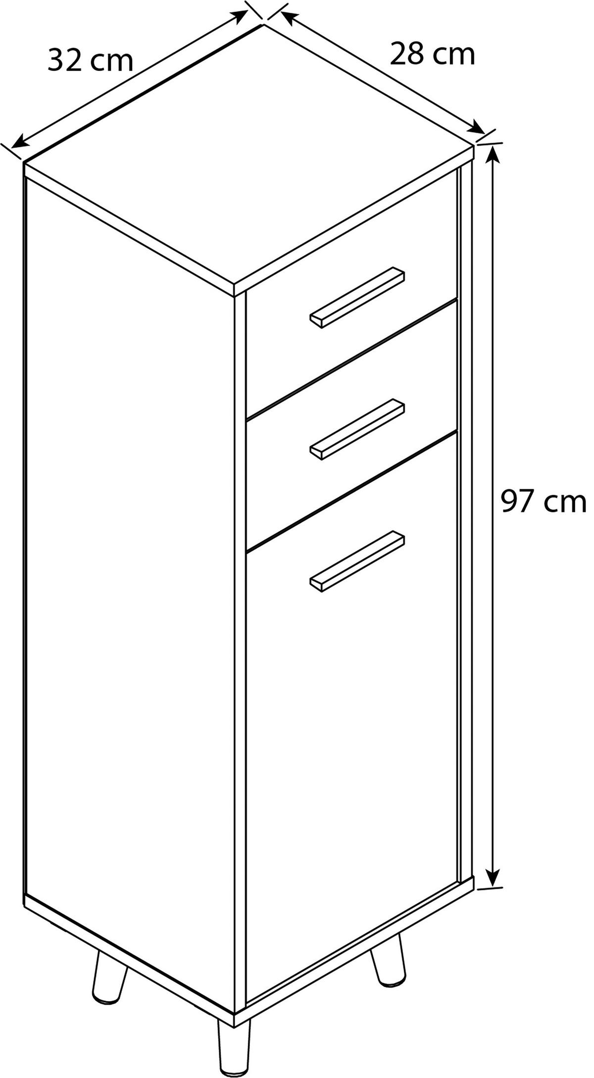 Badezimmer Landos ca. 124 cm Weiß/Honigeiche - Honigeiche/Weiß, MODERN, Holzwerkstoff (124cm) - MID.YOU