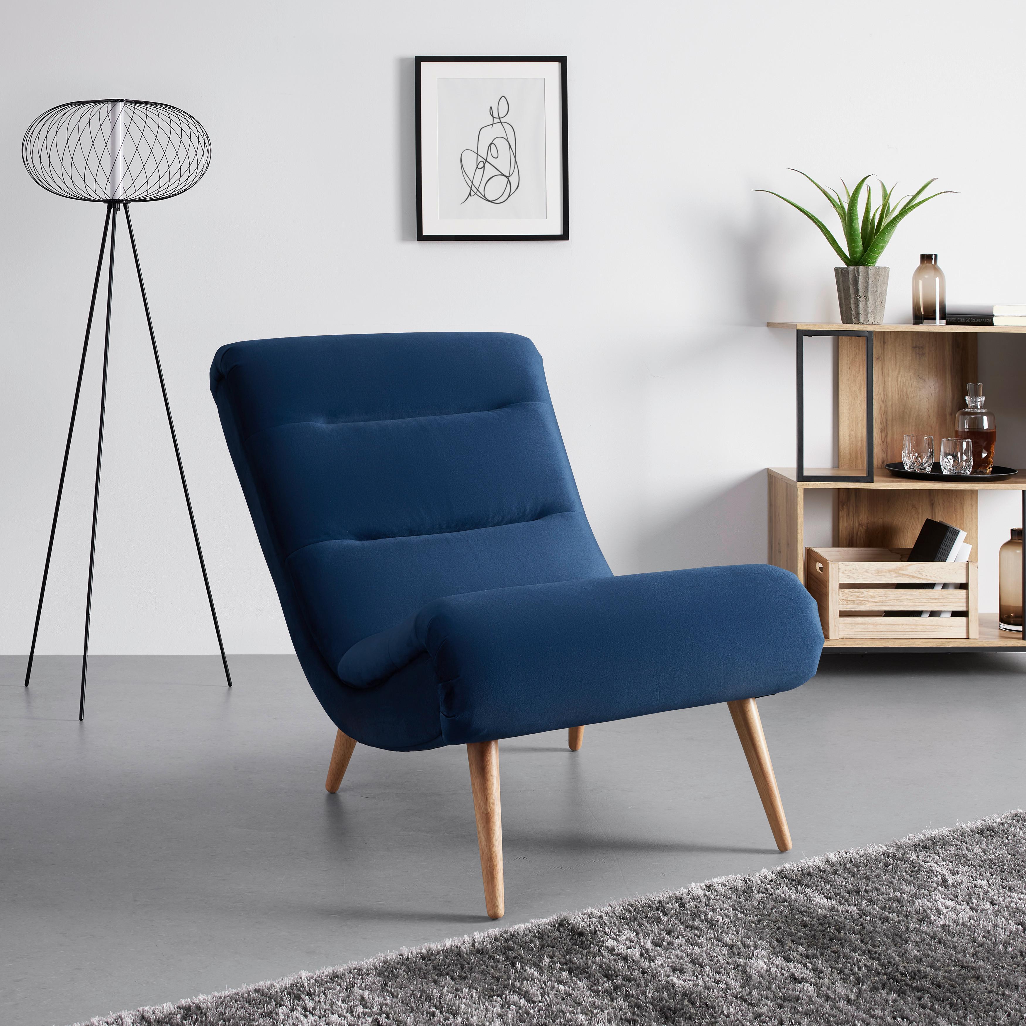 Relax Fotel Kék Jan - kék, Modern, textil/fa (74/102/90cm) - Bessagi Home