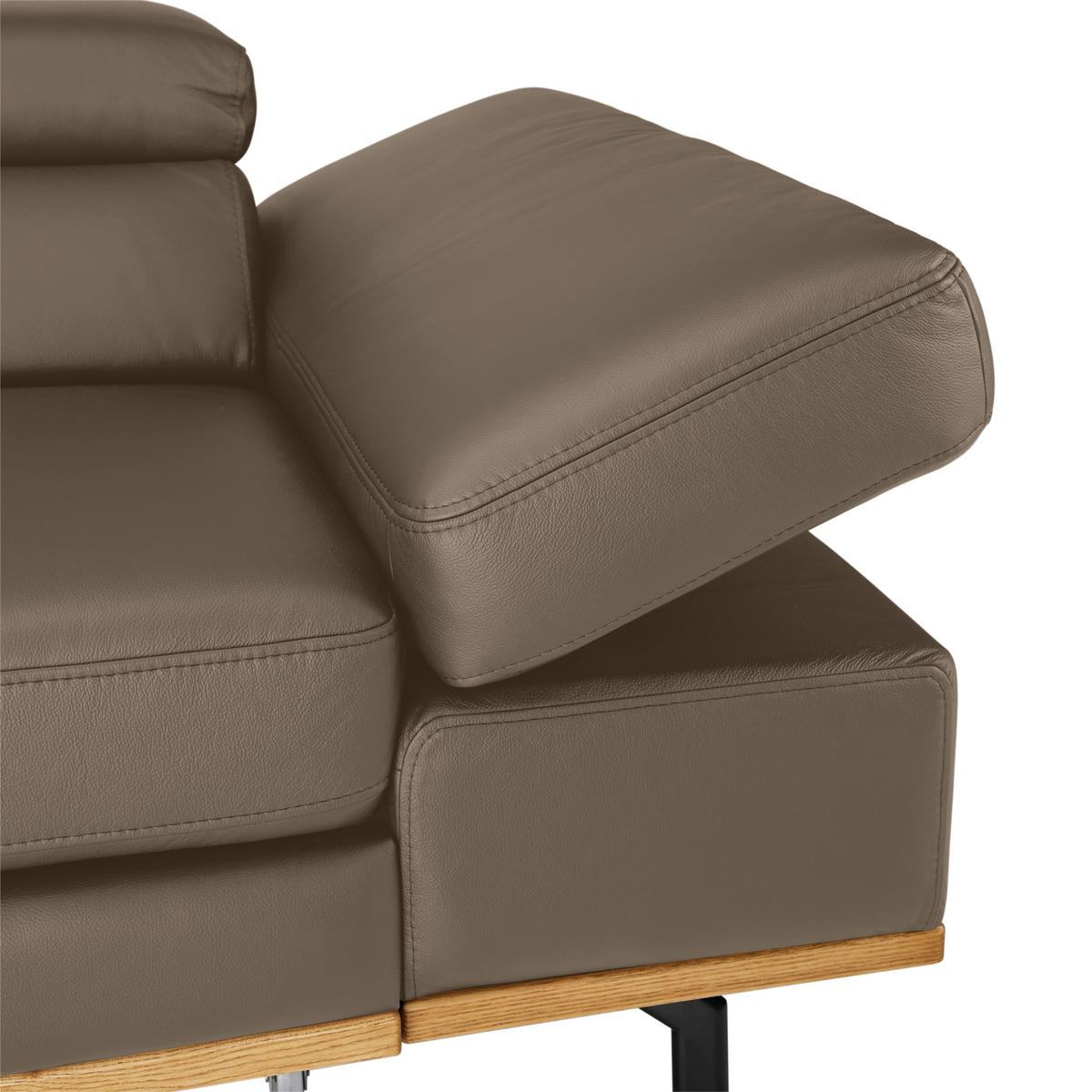 Wohnlandschaft Carmen links Haselnussfarben - Haselnussfarben/Schwarz, MODERN, Leder/Holz (292/72/226cm) - Premium Living