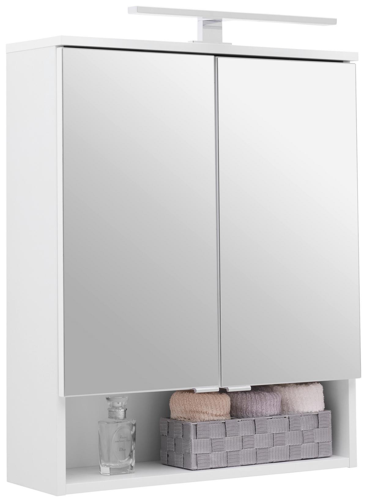 Element S Ogledalom Fresh - bijela visoki sjaj/boje kroma, Konvencionalno, staklo/drvni materijal (60/75/20cm) - Modern Living