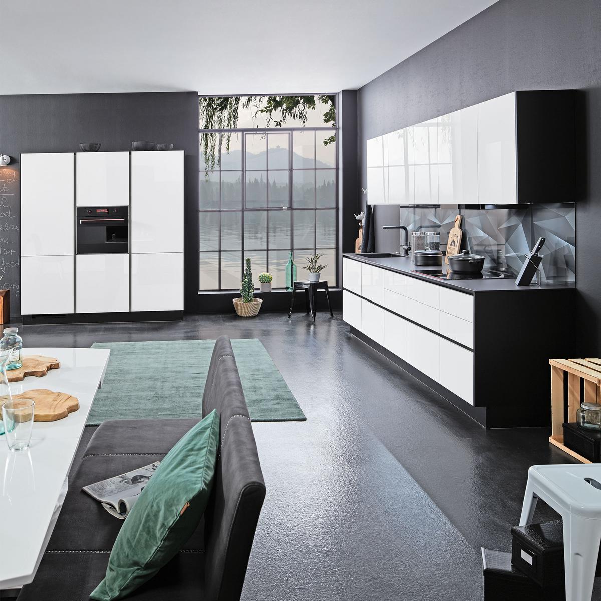 Einbauküche Focus Line N Alpinweiß - Weiß, MODERN (273/123cm) - Nobilia
