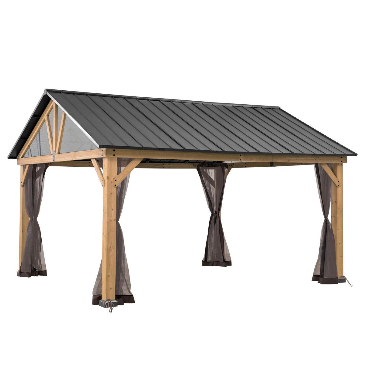 Pavillon-Seitenteil Gazebo Netz für 404x465cm, 4 Stk. - Braun, Basics, Kunststoff (378/208cm) - Modante
