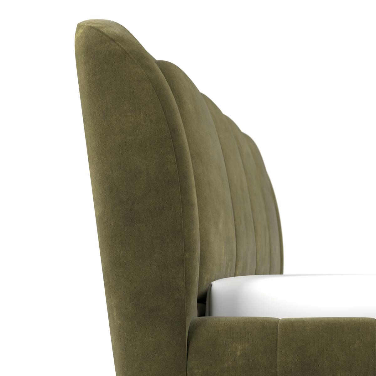 Polsterbett Anton Olive ca. 180x200 cm - Dunkelgrün/Schwarz, Modern, Holz/Textil (180/200cm) - Bessagi Home