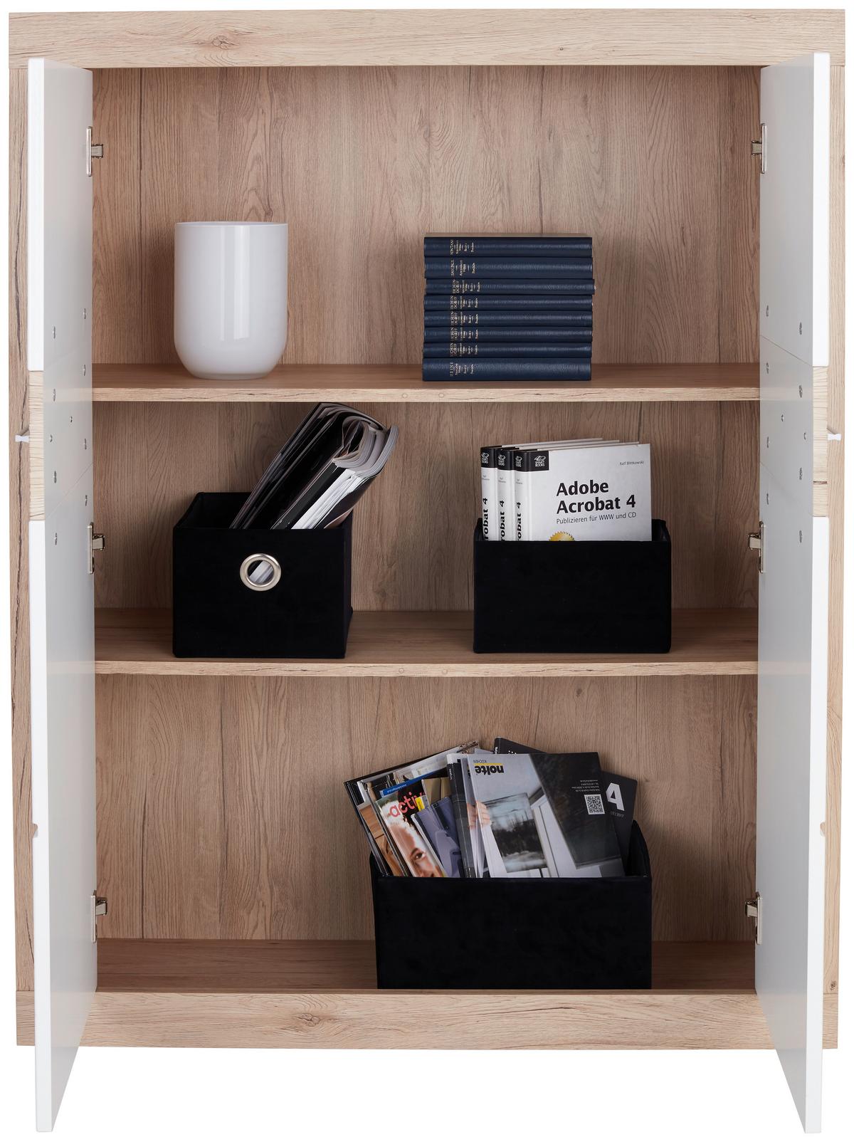 Komoda Malta - bijela/boje hrasta, Moderno, drvo/plastika (96/132/35cm) - Modern Living