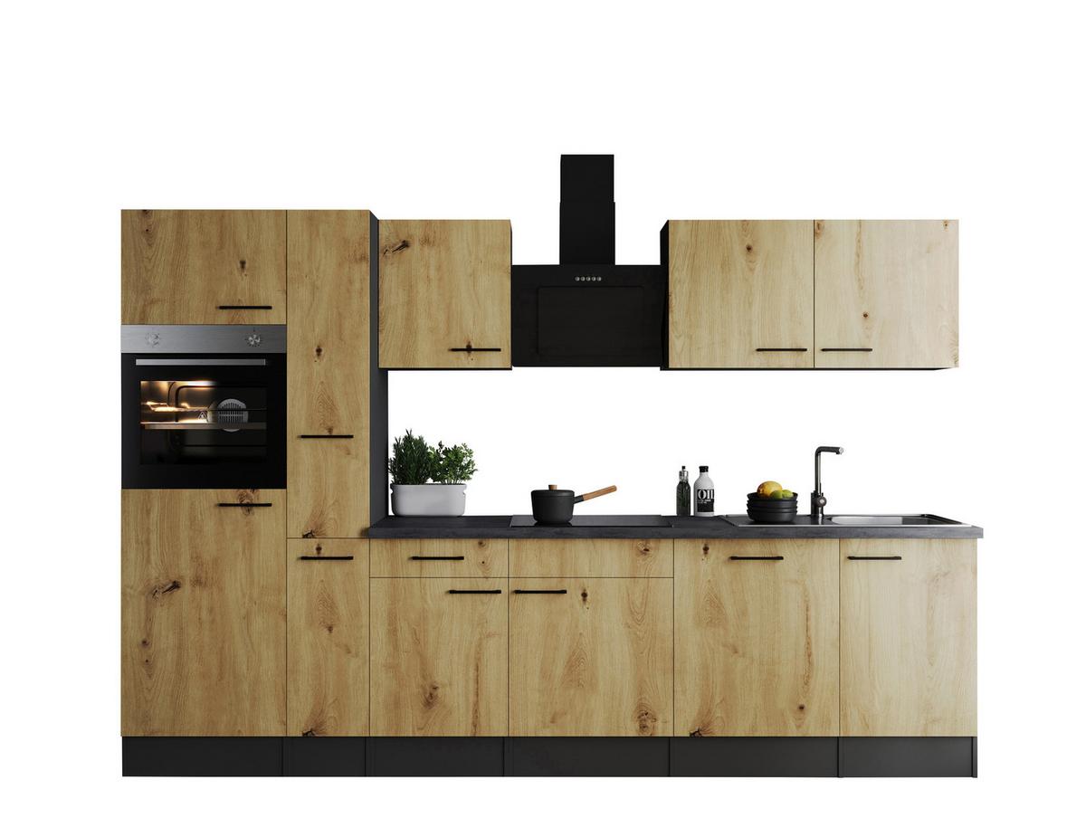 Kuhinjski Blok Z Aparati Oliver, 310cm - črna/siva, Design, kovina/leseni material (310cm) - Respekta