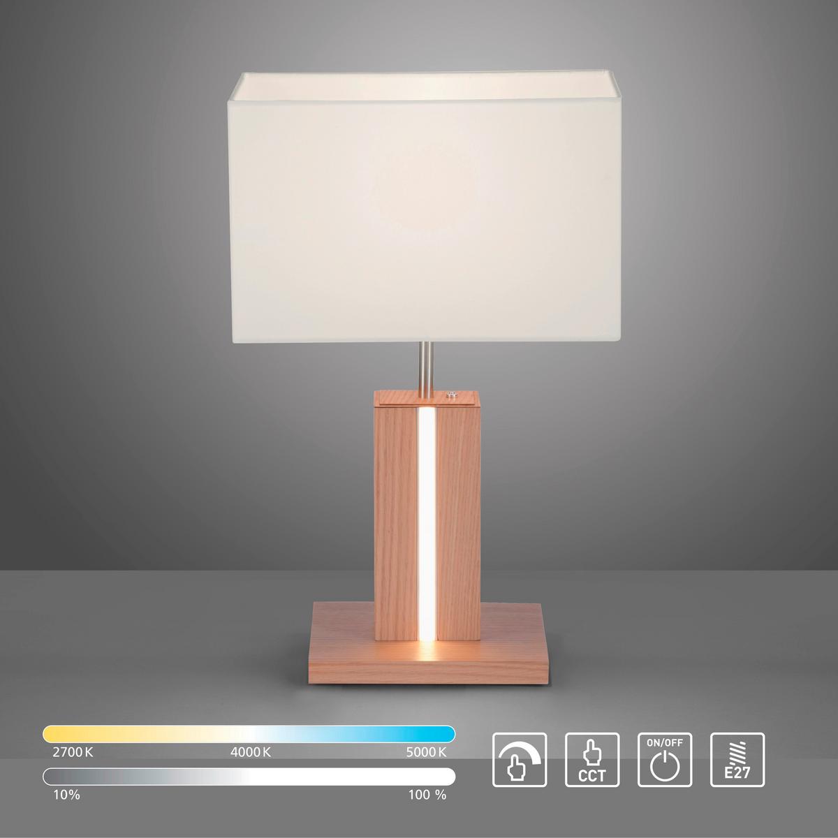 LED-Tischleuchte Amanda Weiß/Alufarben max. 40 Watt - Alufarben/Weiß, Holz/Kunststoff (32/32/20cm)