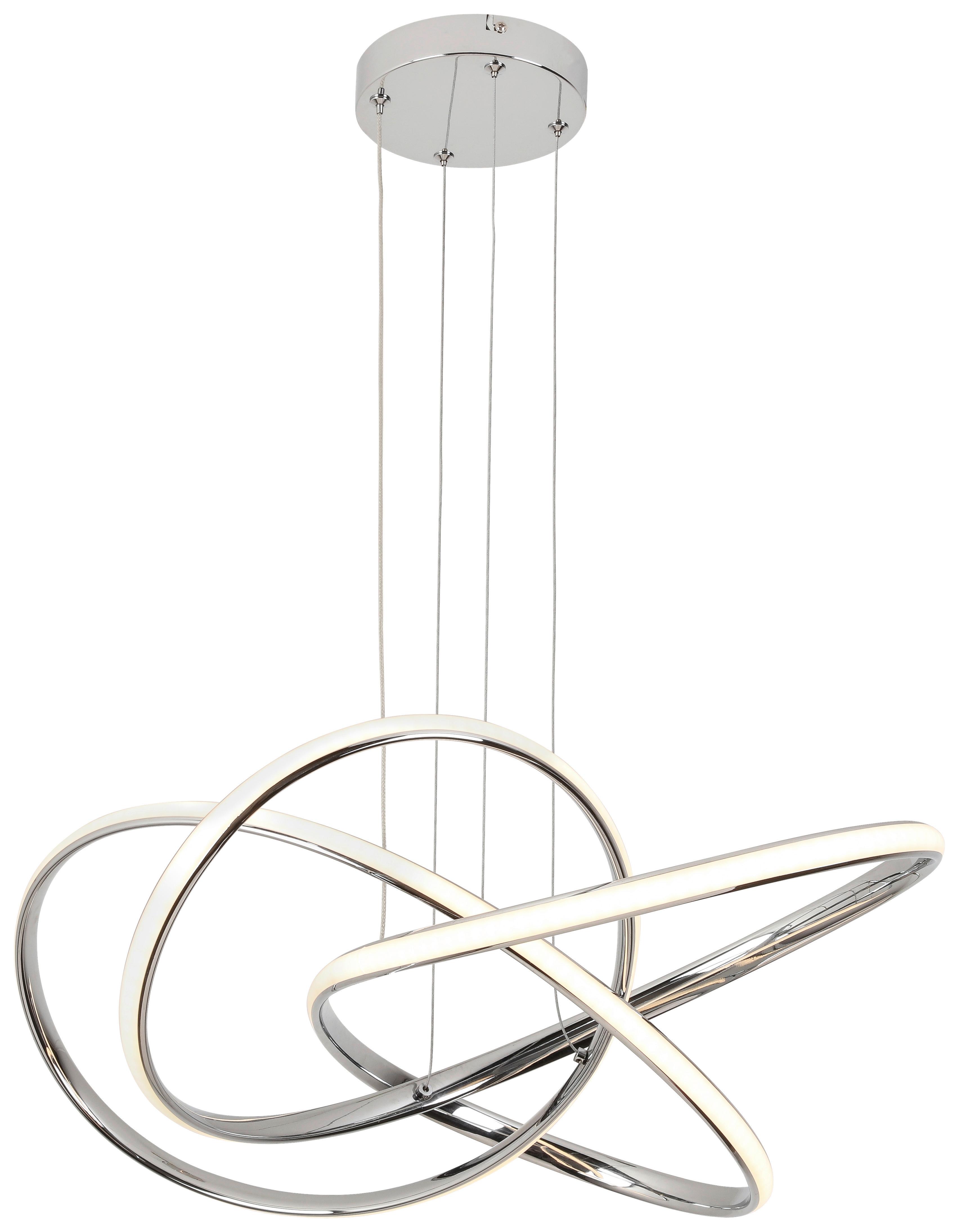 LED Függőlámpa Lenore - krómszínű, Modern, műanyag/fém (60/120cm) - Premium Living