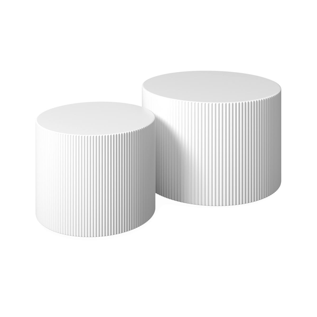 Couchtisch-Set Arlo Weiß MDF rund - Weiß, MODERN, Holzwerkstoff (60/45/40/35/60/45cm) - Bessagi Home