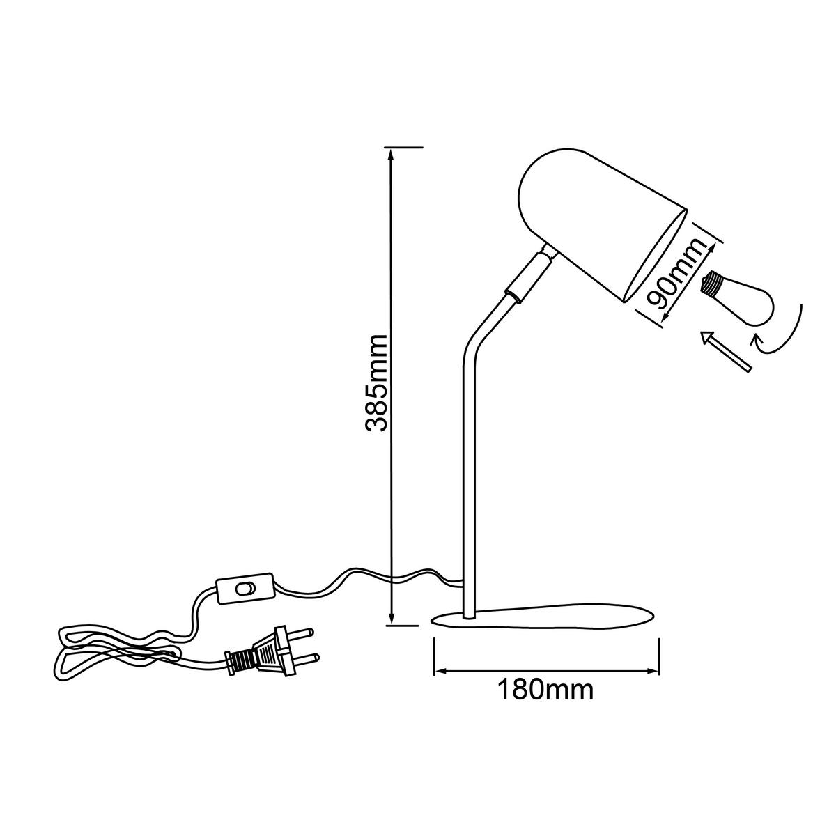 Tischleuchte Tong Schwarz max. 25 Watt - Schwarz, Design, Metall (38/10/21,7cm) - Brilliant