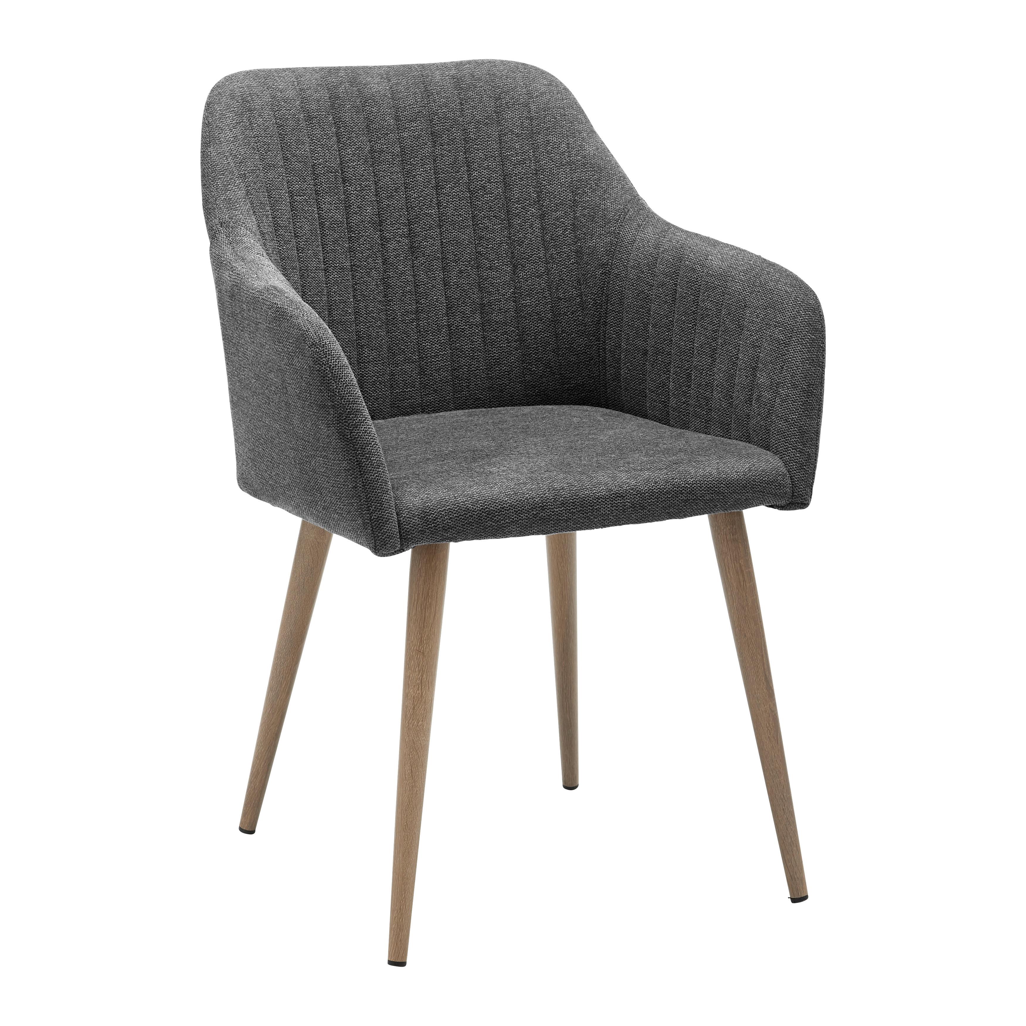 KRZESŁO Z PODŁOKIETNIKAMI NICOLA - kolor naturalny/ciemnoszary, Modern, metal/drewno (58/82,5/62cm) - Bessagi Home