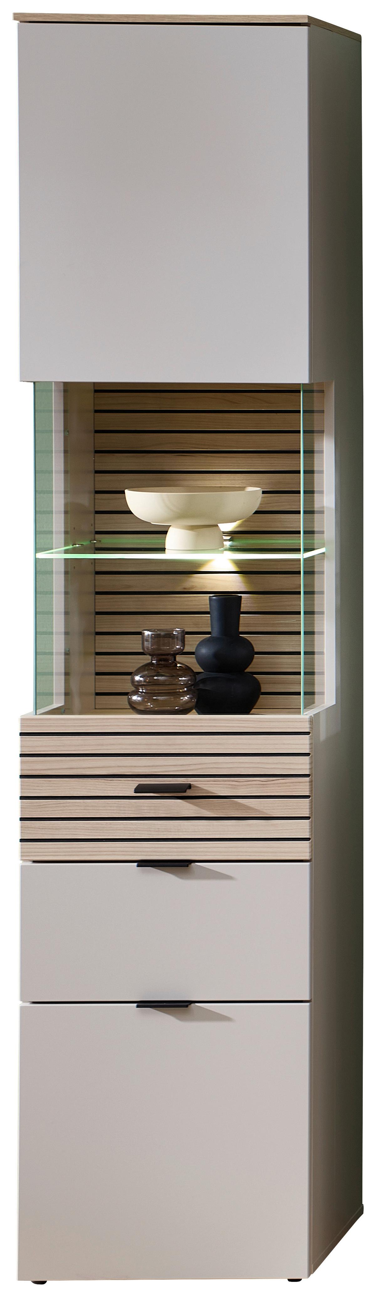 Vitrine Memphis Eichefarben/Kaschmir - Kaschmir/Eichefarben, MODERN, Holzwerkstoff/Metall (45/200/36cm) - Premium Living