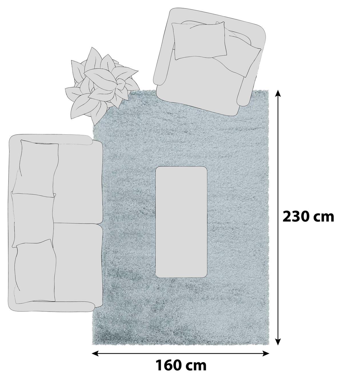 Hochflorteppich Fluffy Blau ca. 160x230cm - Blau, Basics, Textil (160/230cm) - Novel