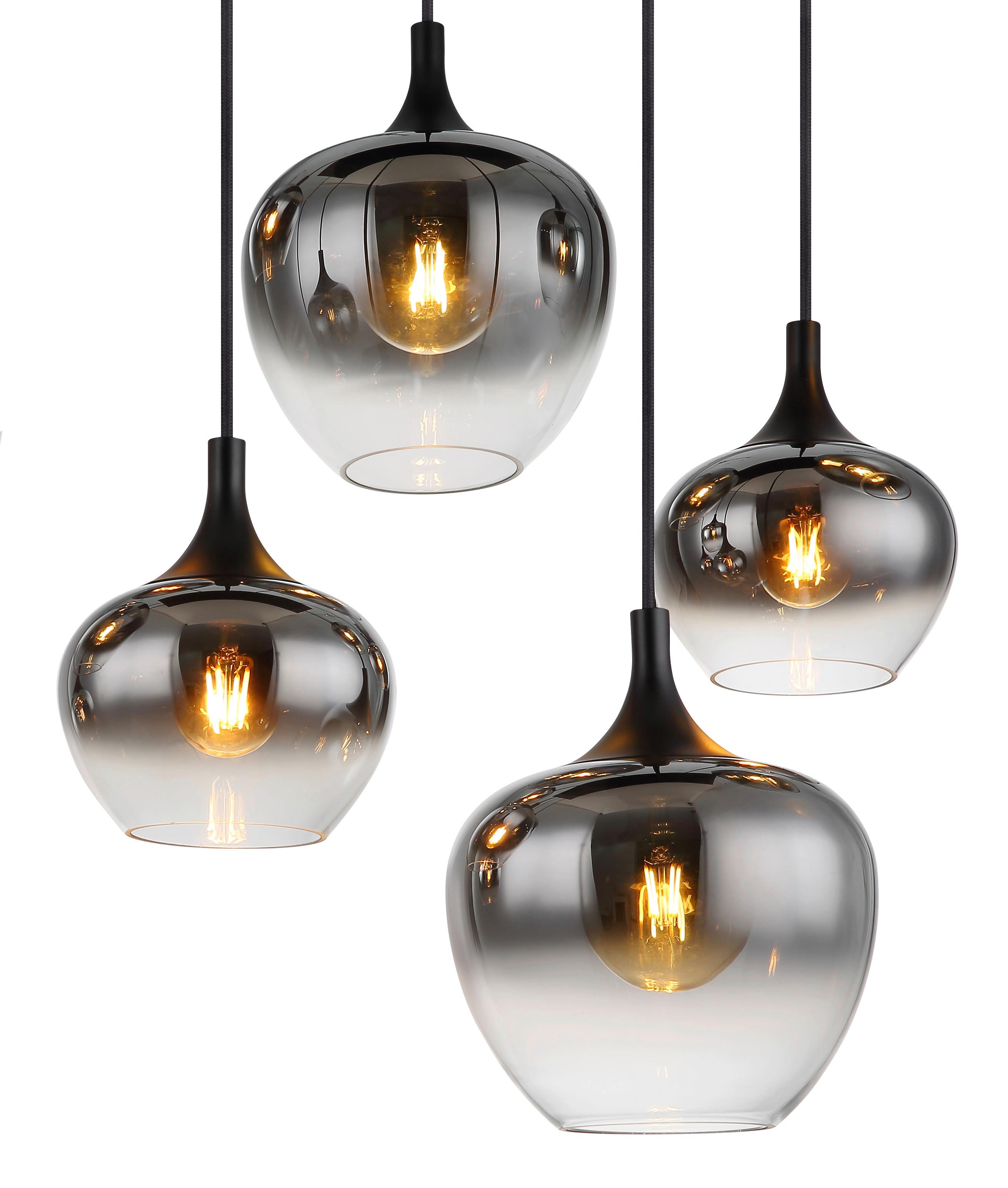 HÄNGELEUCHTE 15548-8H - Schwarz, Design, Glas/Metall (105/45/120cm) - Globo