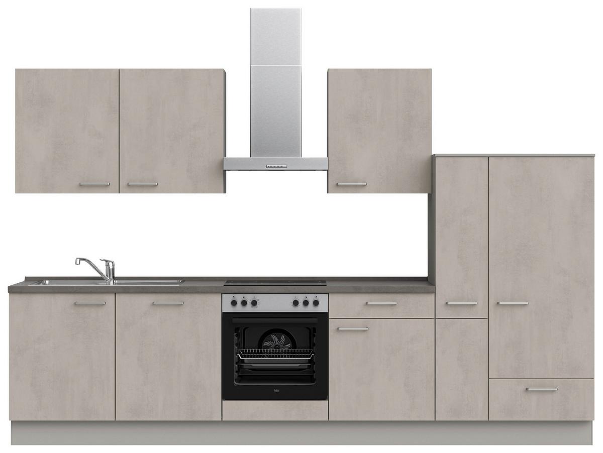 Küchenblock Riva Low m. Geräten Grau - Schieferfarben/Schwarz, MODERN, Holzwerkstoff/Metall (330cm) - Nobilia