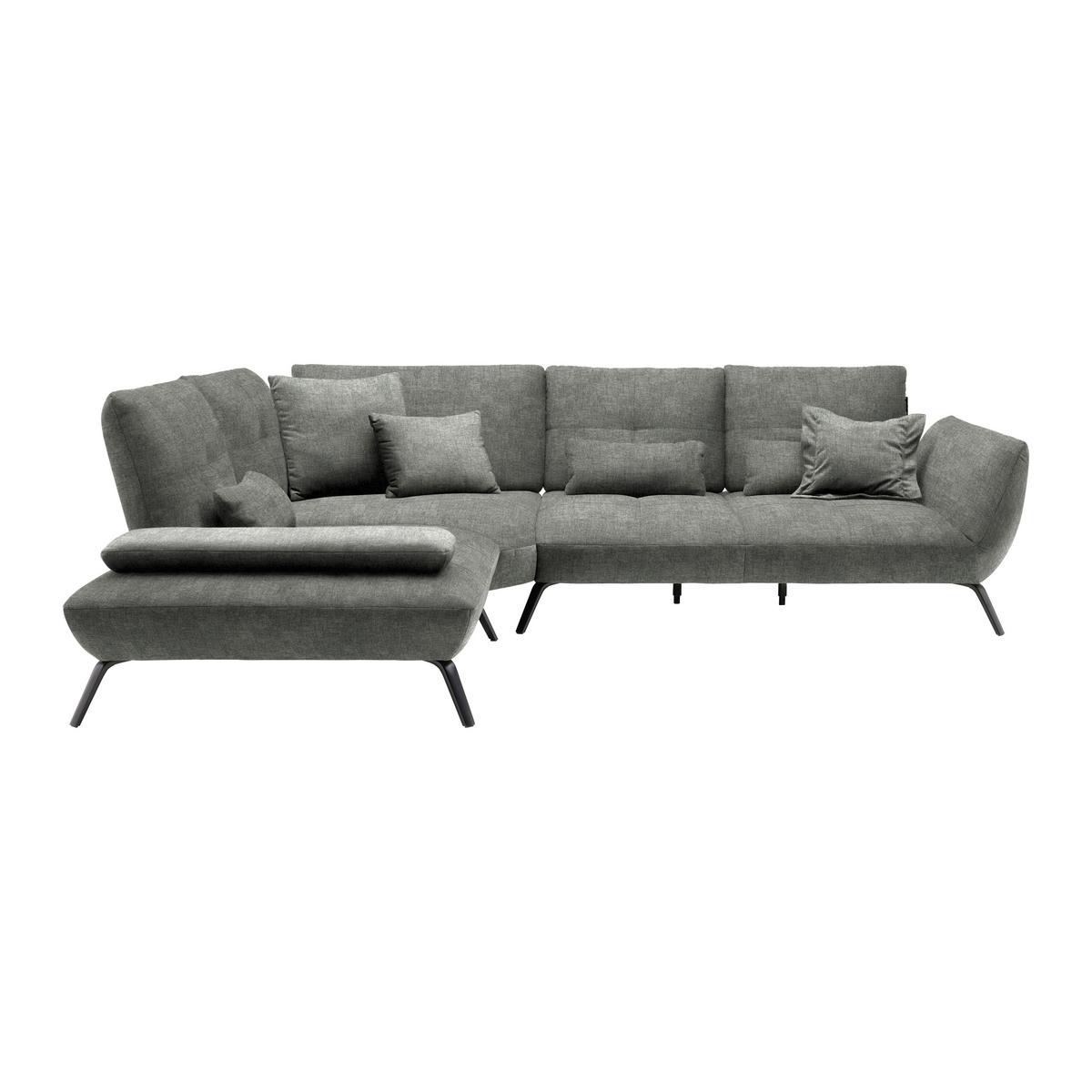 Wohnlandschaft Trendy Dunkelgrau - Dunkelgrau/Schwarz, MODERN, Holzwerkstoff/Textil (250/93/310cm) - Premium Living