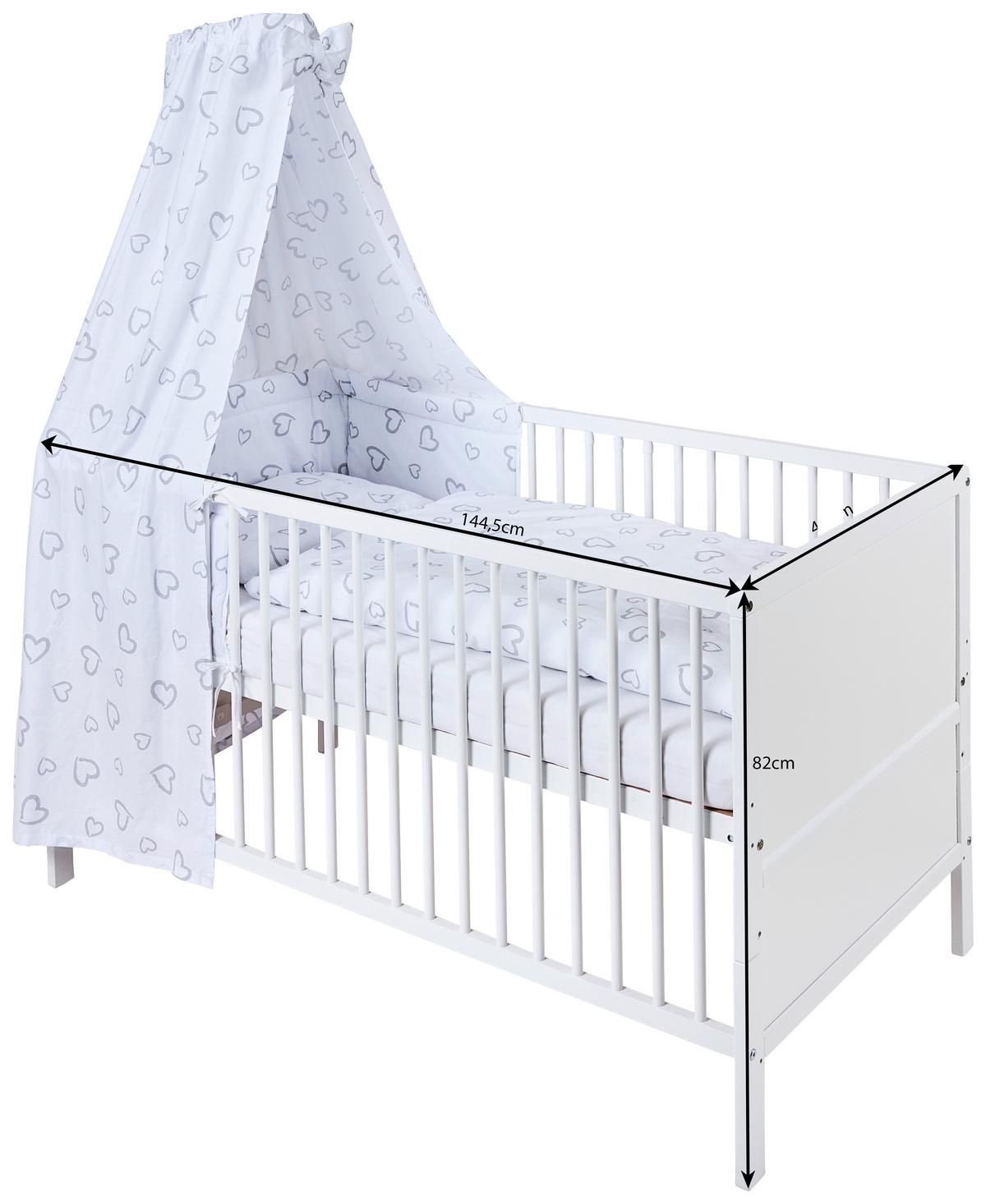 ŁÓŻKO SZCZEBELKOWE-ZESTAW SWEETHEART - biały/szary, Lifestyle, tkanina/drewno (144,5/74,5/82cm) - My Baby Lou