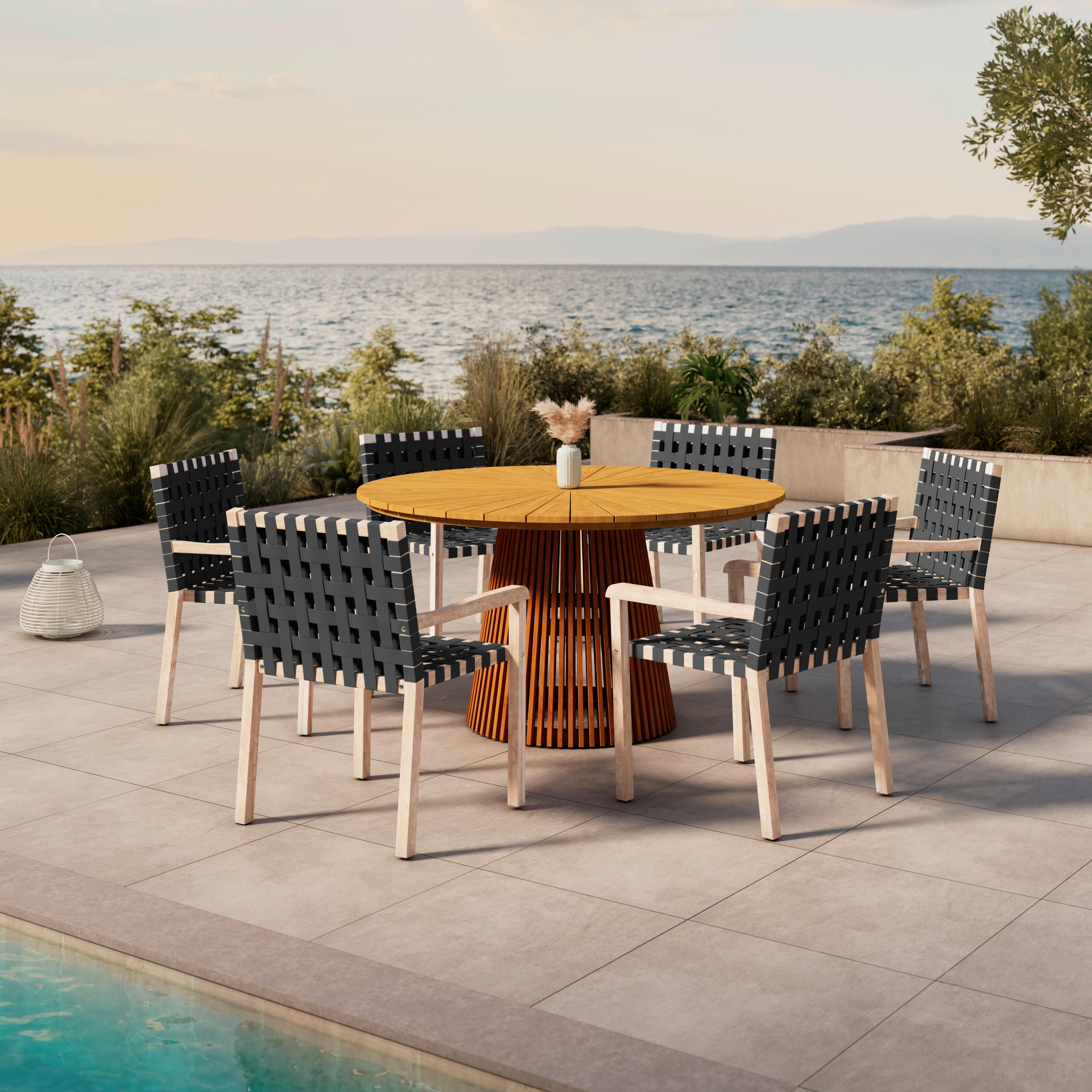 Gartensessel-Set 2-er Set Lauria Schwarz Holz/Textil - Schwarz/Akaziefarben, MODERN, Holz/Textil (61/84/59cm) - Bessagi Garden