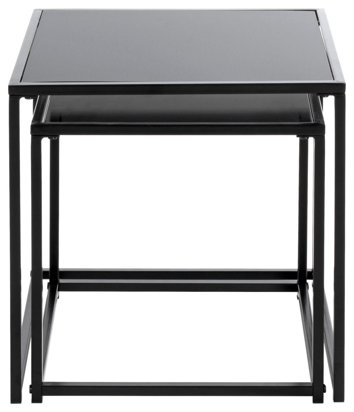 ZESTAW STOLIKÓW BOCZNYCH YORK - czarny, Design, metal/szkło (35-40/35-40/35-40cm)
