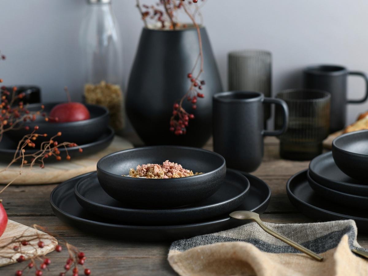 Étkészlet 25187 Uno Black, Kombiservice - fekete, Trend, kerámia - Creatable