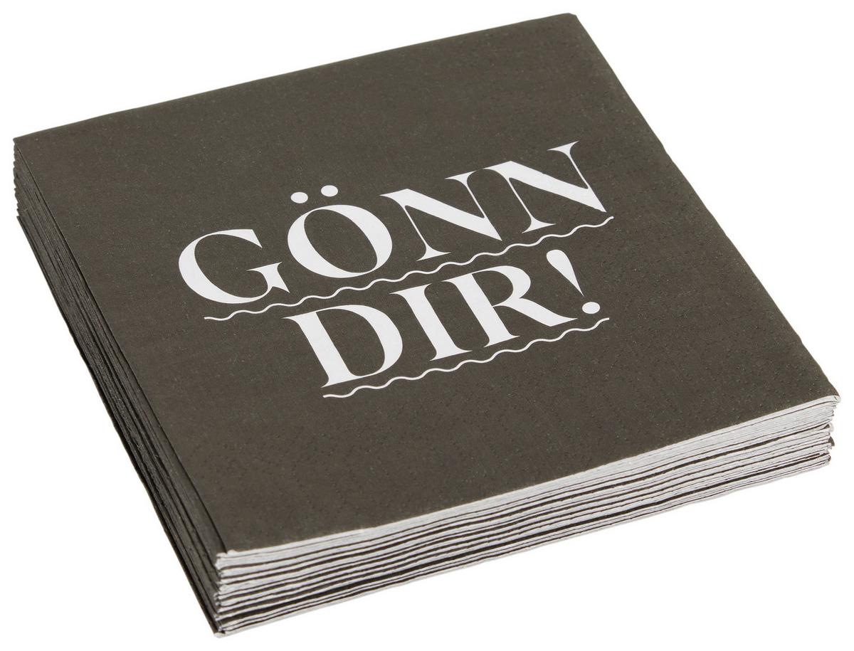 Cocktailserviette Linda in Schwarz ca. 25x25 - Weiss/Schwarz, Konventionell, Papier (25cm)