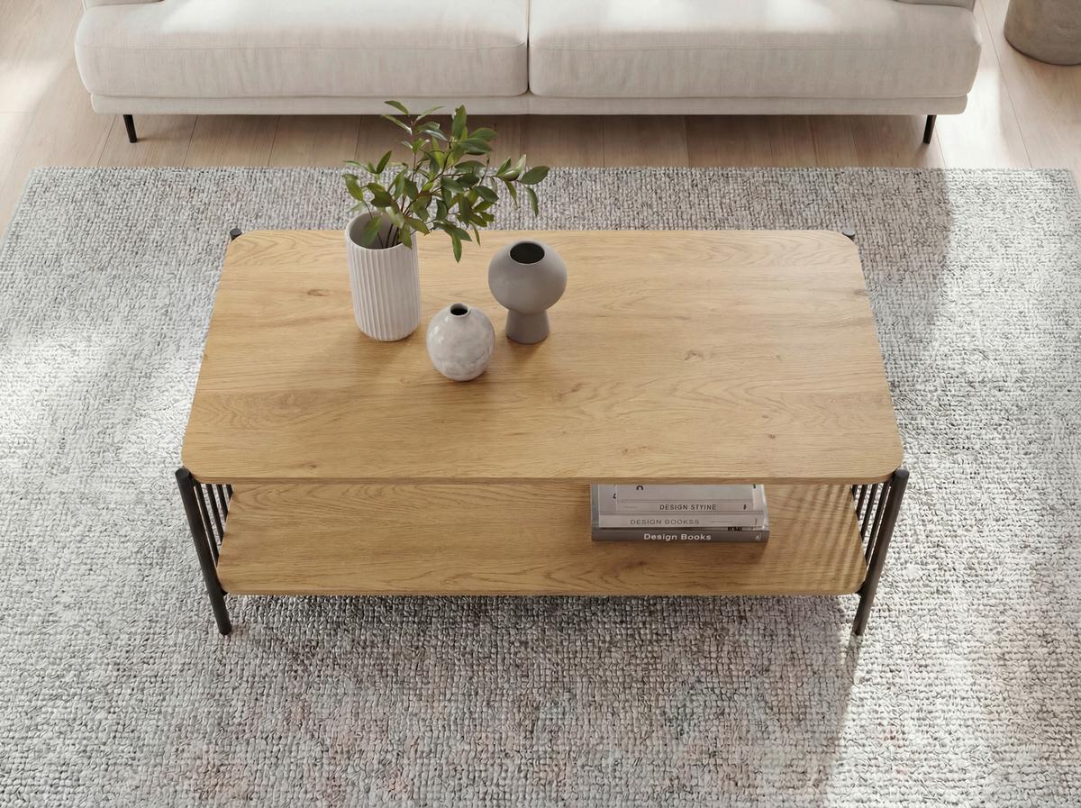 Couchtisch Wl7.636 - Schwarz/Braun, Design, Holzwerkstoff/Metall (110/60/42cm) - Livetastic