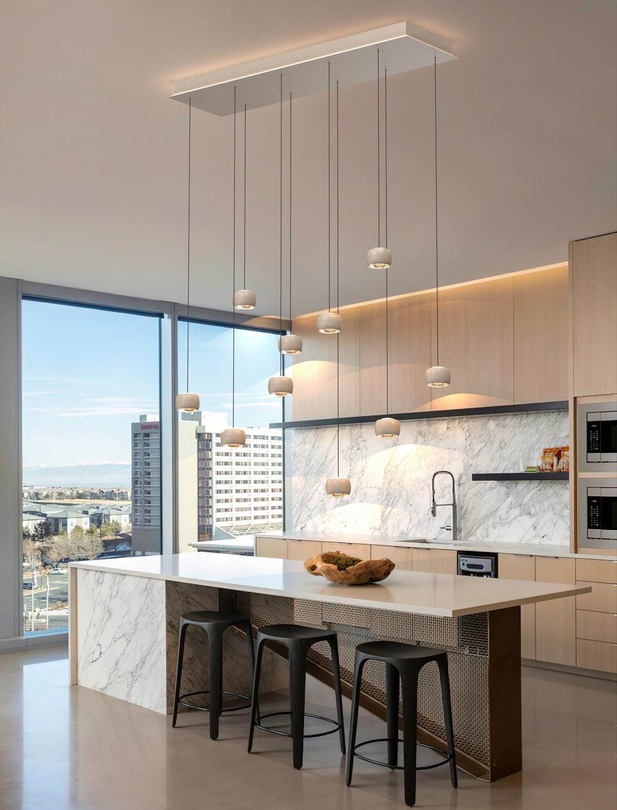 LAMPA WISZĄCA LED 7039-1013 QUIBERON - kolor piaskowy, Design, metal (110/31/180cm)