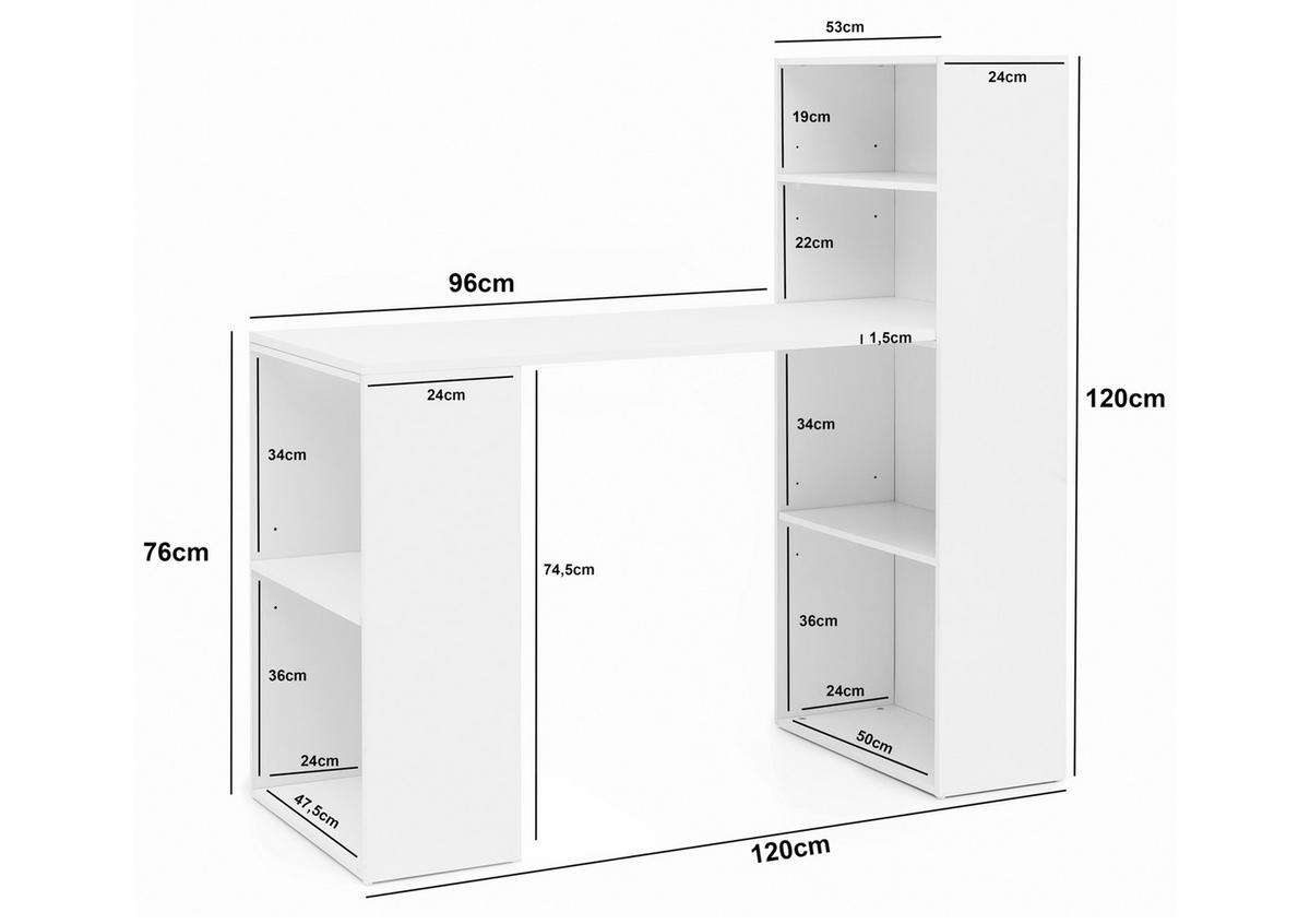 Pisalna Miza Computertisch - bela, Konvencionalno, leseni material (120/53/120cm) - MID.YOU