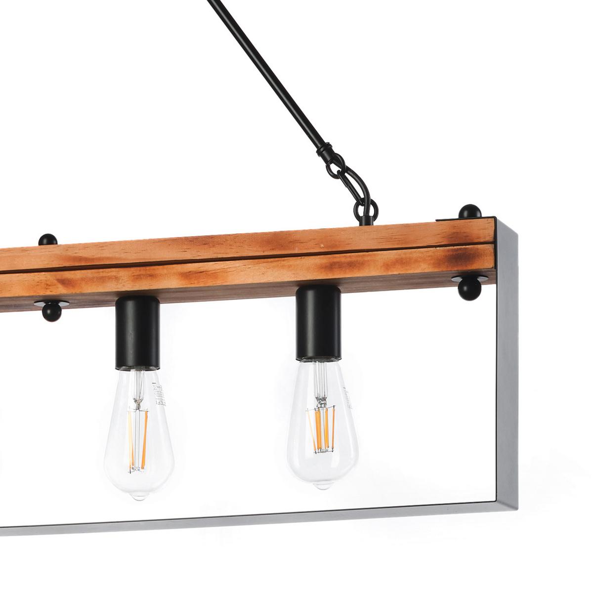 Hängeleuchte Susan Braun/Schwarz max. 22 Watt - Schwarz/Braun, Natur, Holz/Metall (80/8/100cm)