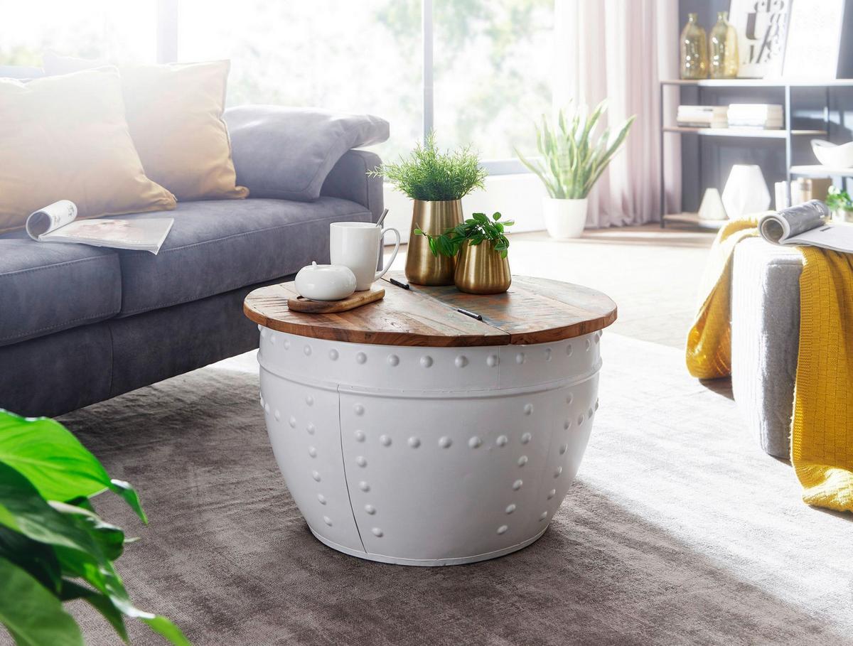 Klubska Miza Wohnling - bela/rjava, Moderno, kovina/les (60/60/36cm) - MID.YOU