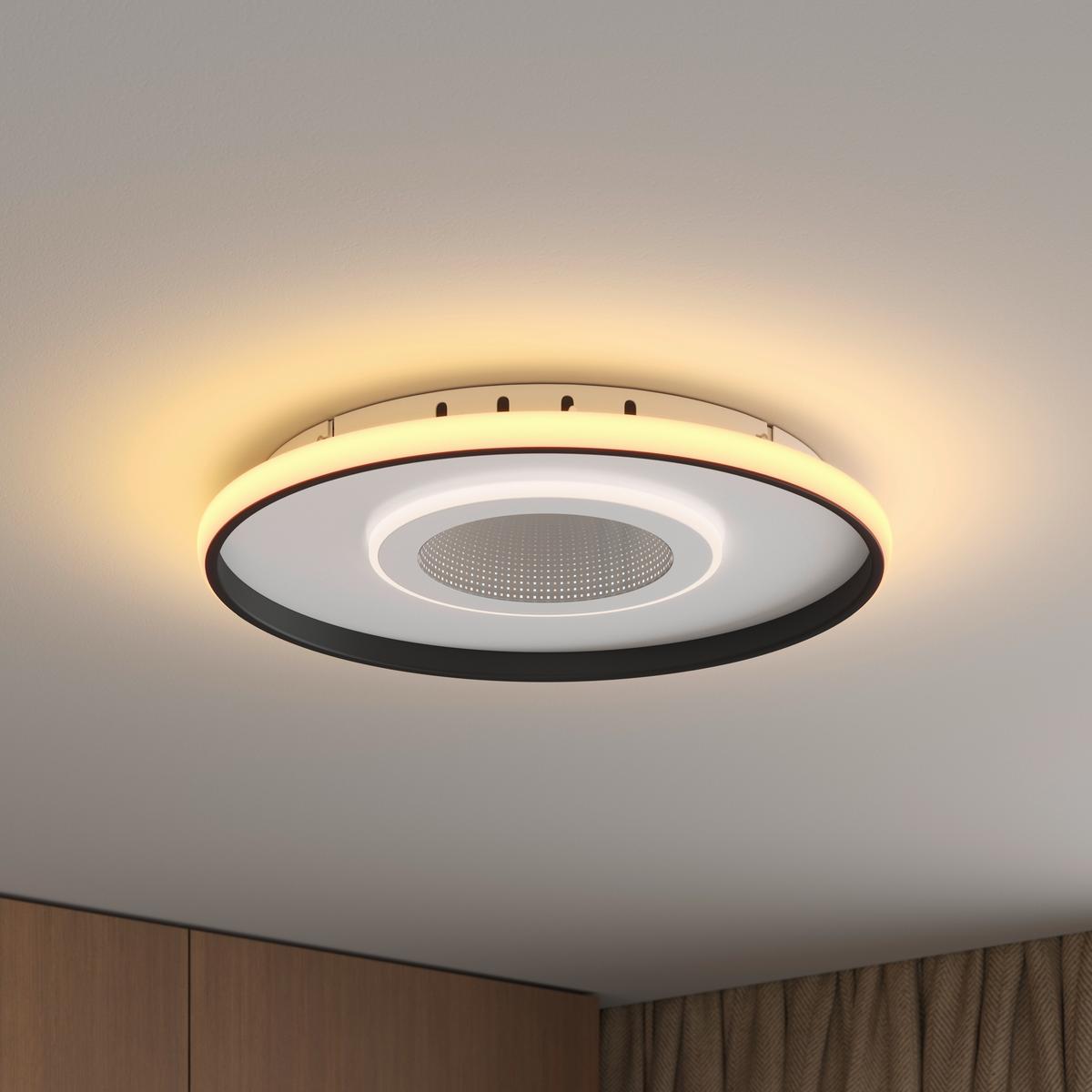 LAMPA SUFITOWA LED SALFORD *SBN* - czarny/biały, Trend, tworzywo sztuczne/metal (50/5,5cm) - Novel