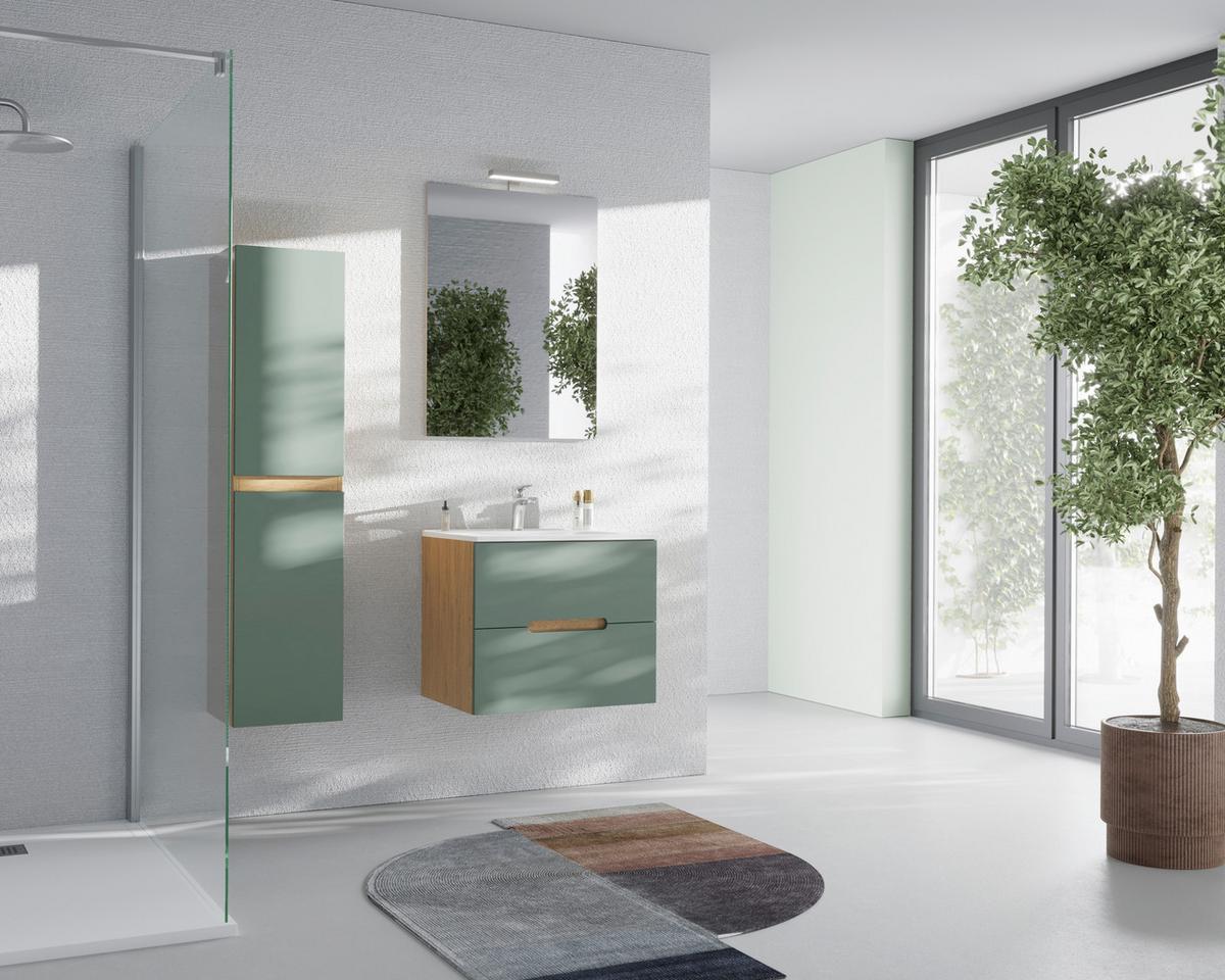 MASCĂ PENTRU LAVOAR IRIS - stejar sălbatic/verde pădure, Modern, material pe bază de lemn (60/51/46cm)