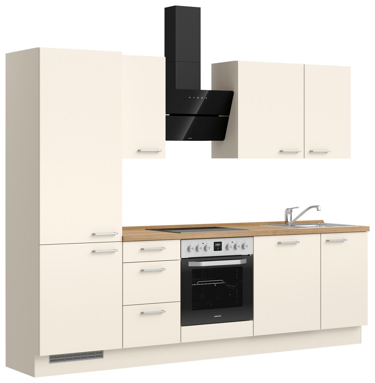 Küchenblock Touch High m. Geräten Magnolie - Edelstahlfarben/Eichefarben, MODERN, Holzwerkstoff/Metall (270cm) - Nobilia